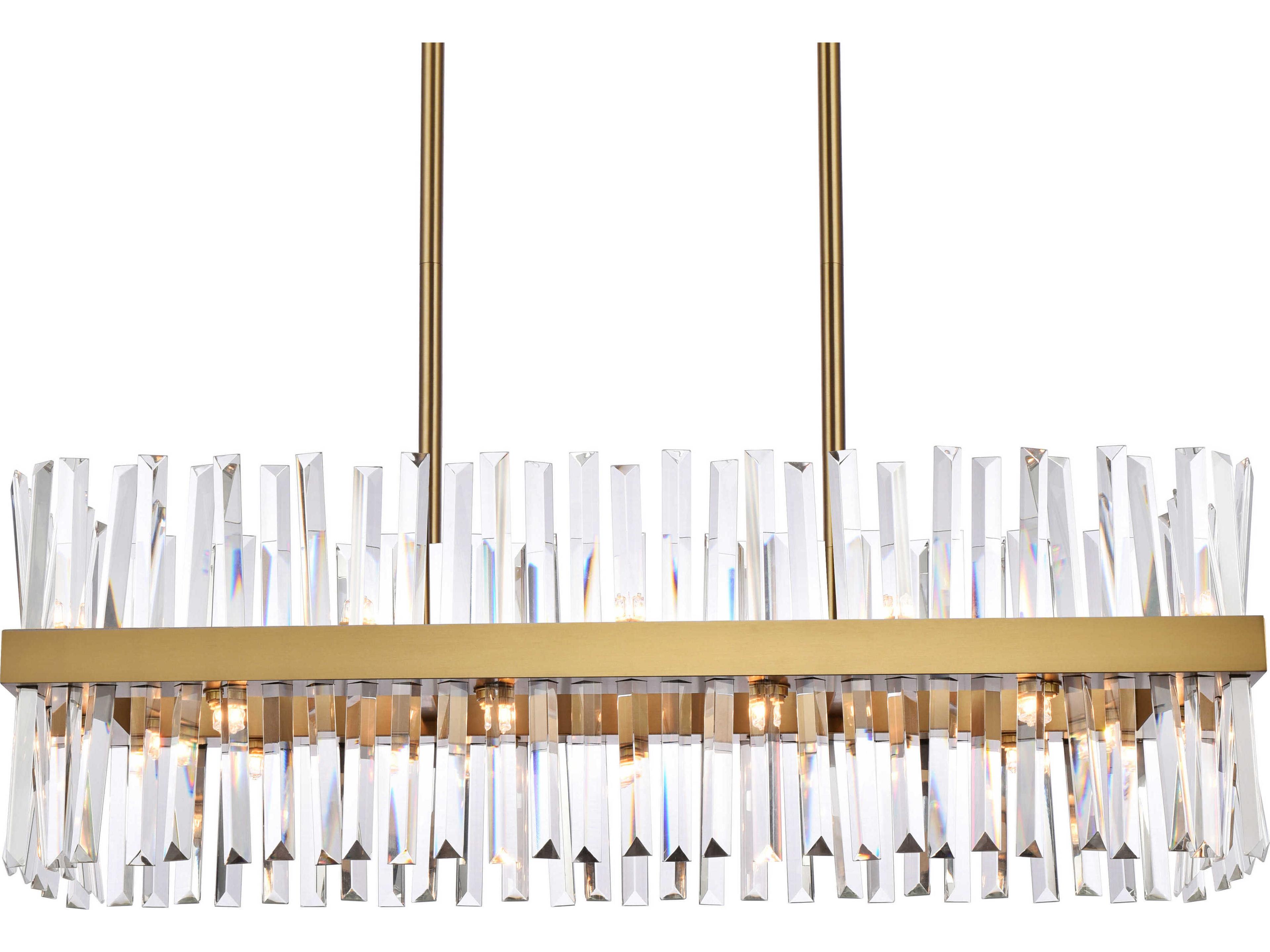 Elegant Lighting Serephina 20-Light Satin Gold Crystal Linear Island Pendant