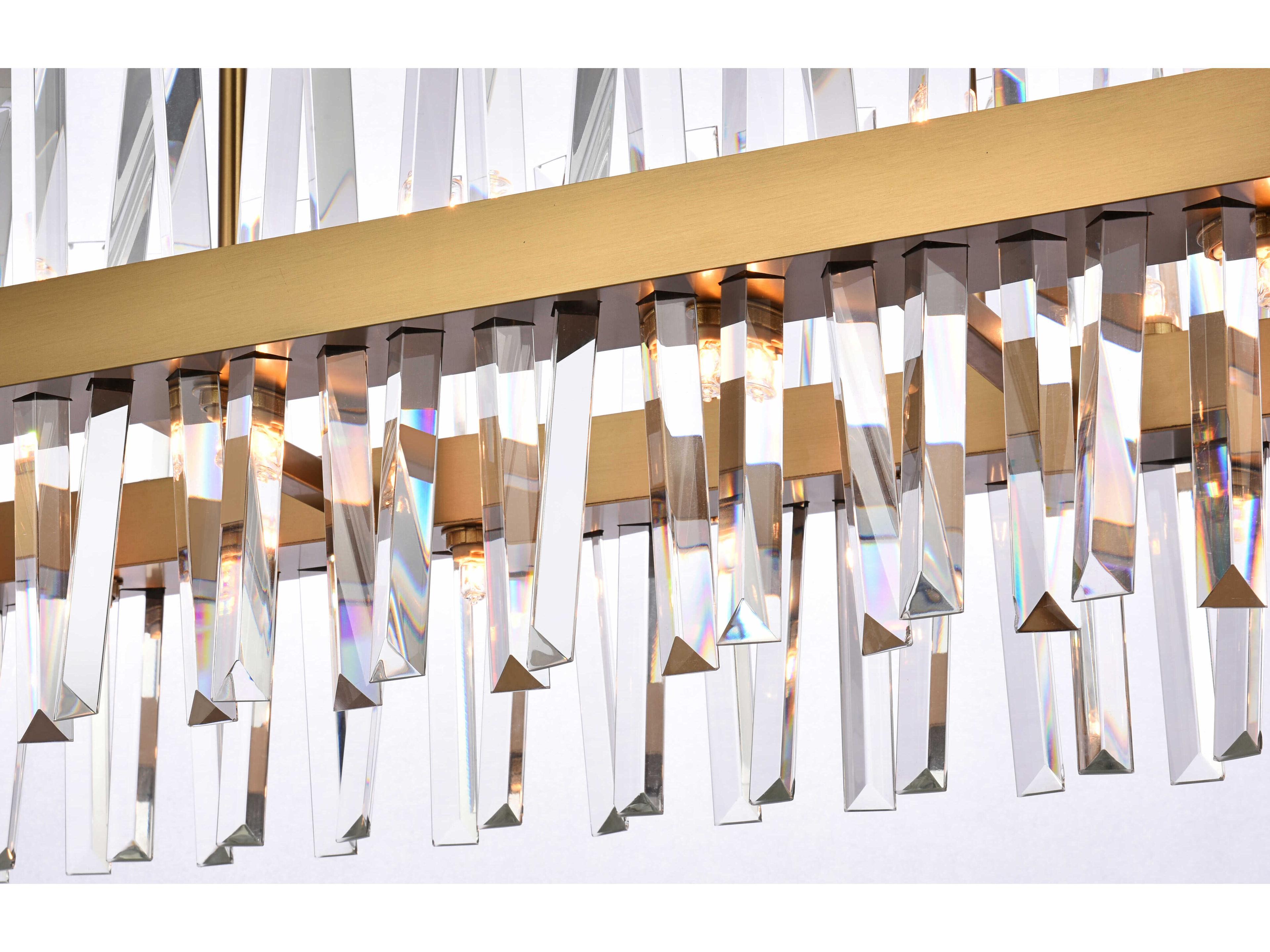 Elegant Lighting Serephina 20-Light Satin Gold Crystal Linear Island Pendant