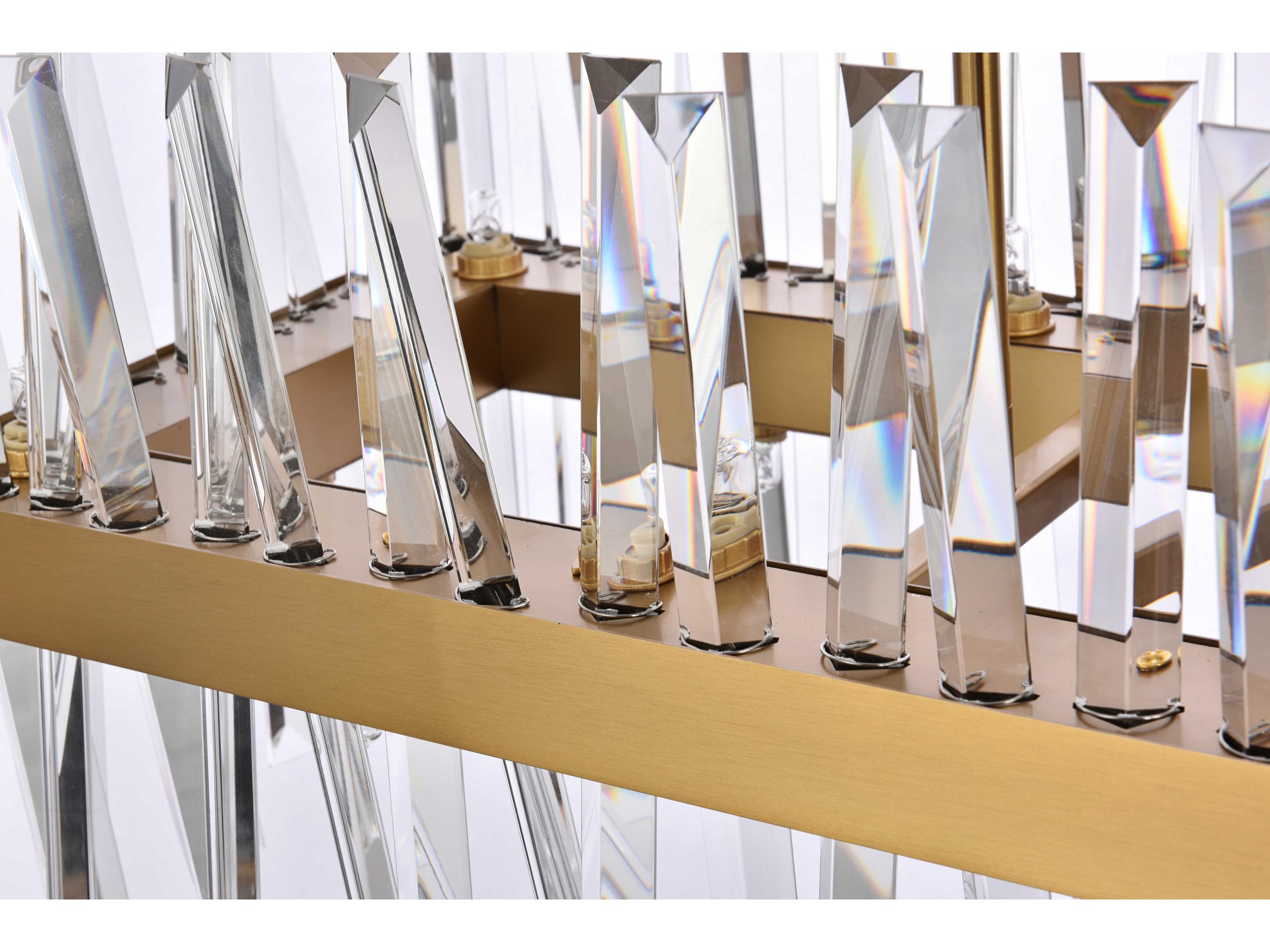 Elegant Lighting Serephina 20-Light Satin Gold Crystal Linear Island Pendant