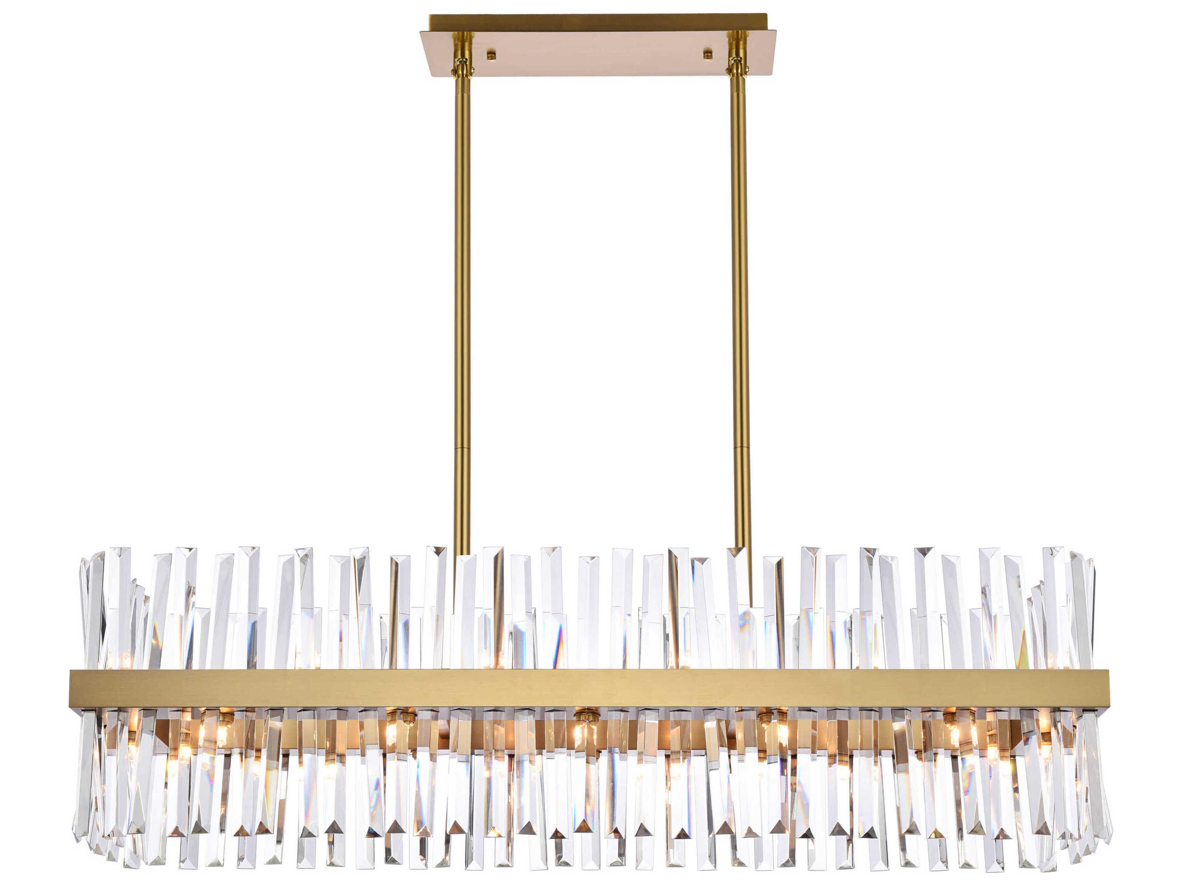 Serephina 24-Light Satin Gold Crystal Linear Island Pendant