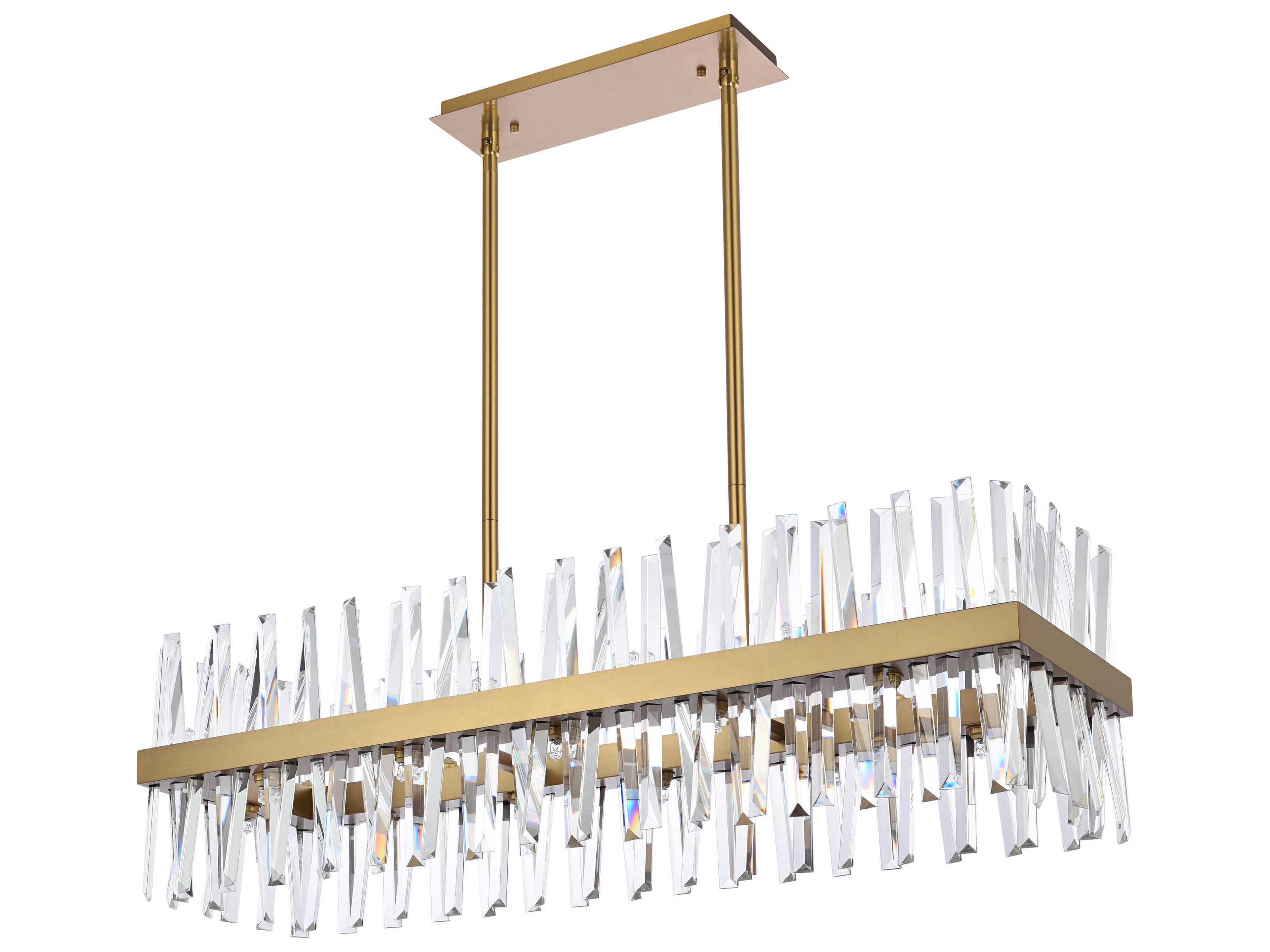 Elegant Lighting Serephina 24-Light Satin Gold Crystal Linear Island Pendant