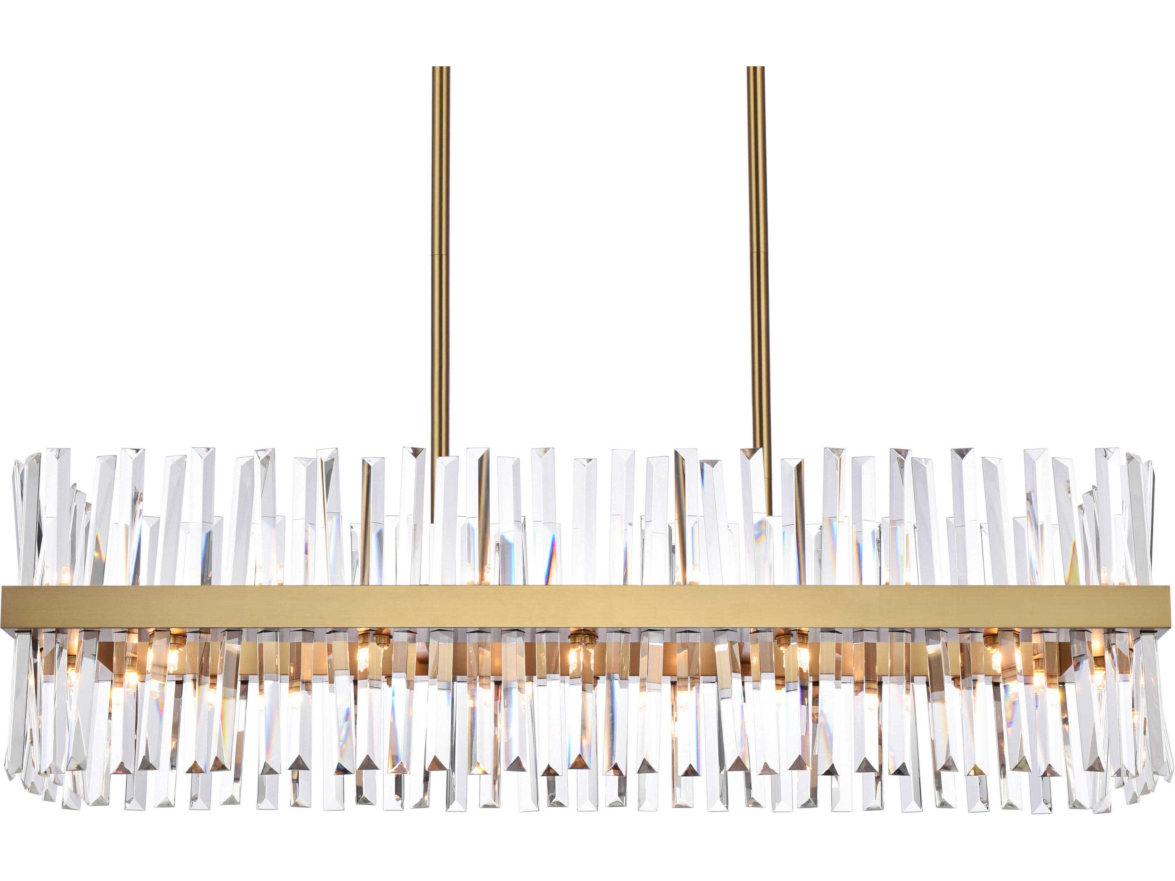 Elegant Lighting Serephina 24-Light Satin Gold Crystal Linear Island Pendant