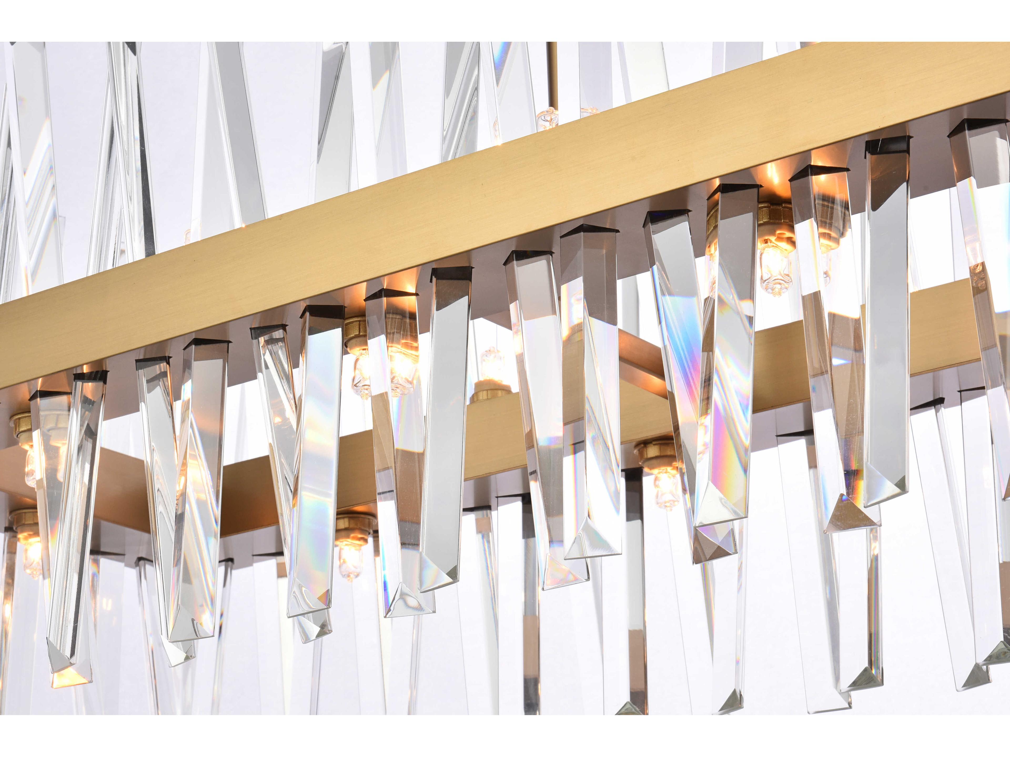 Elegant Lighting Serephina 24-Light Satin Gold Crystal Linear Island Pendant