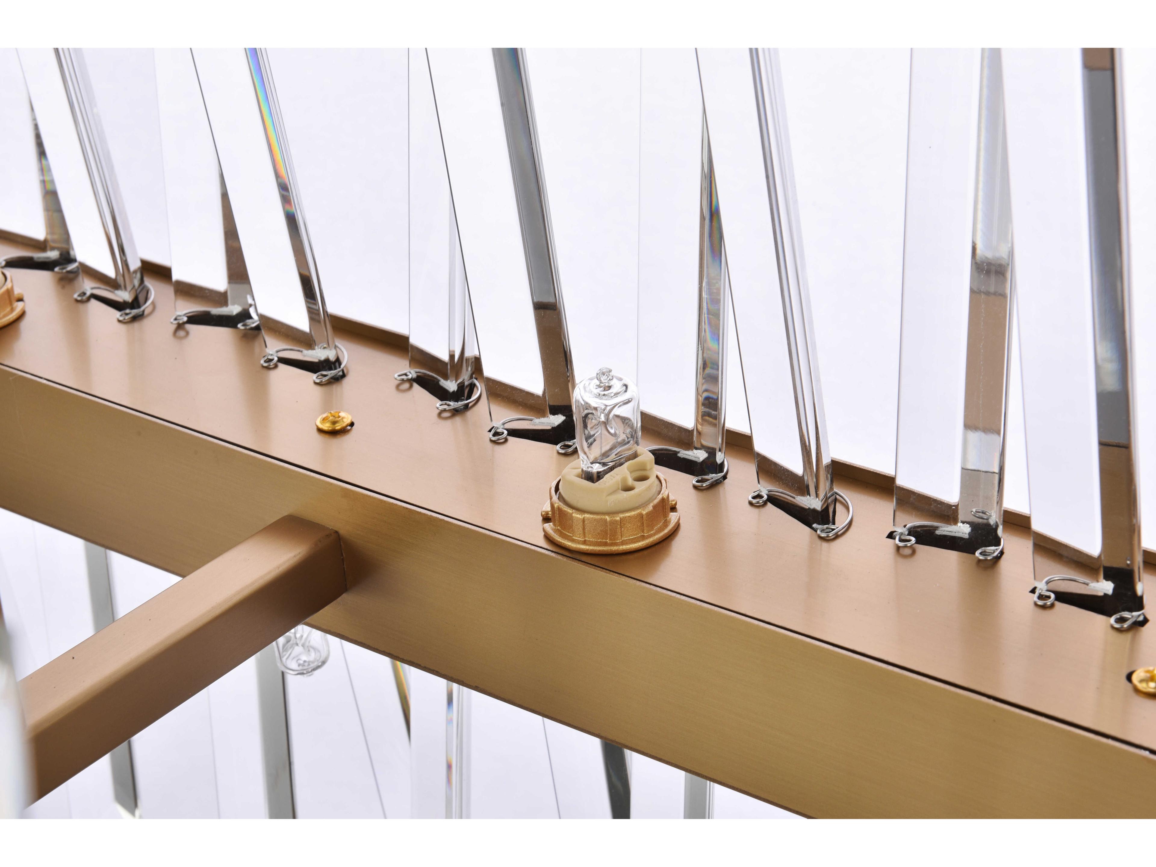 Elegant Lighting Serephina 24-Light Satin Gold Crystal Linear Island Pendant