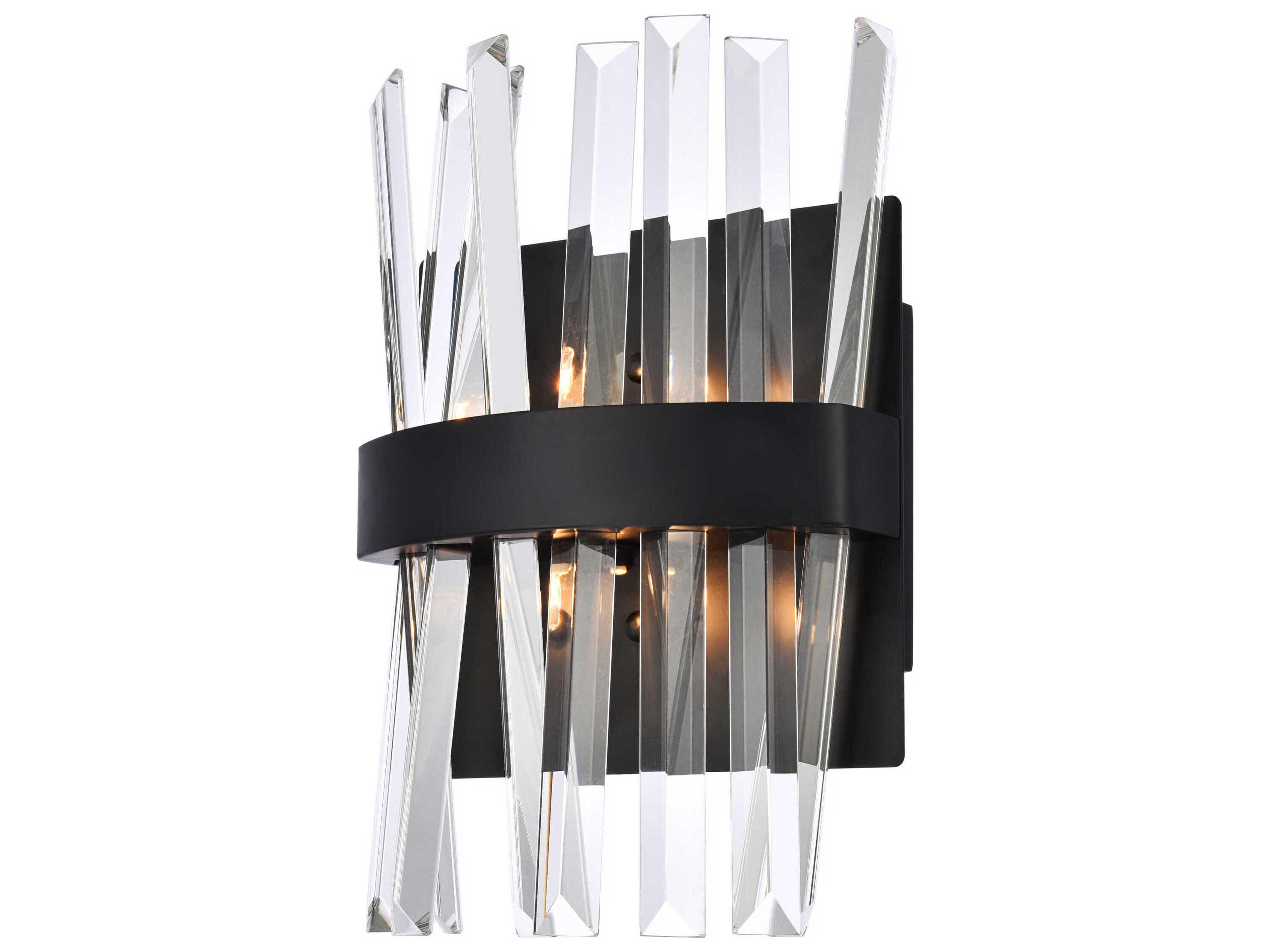 Elegant Lighting Serephina 2-Light Black Crystal Wall Sconce