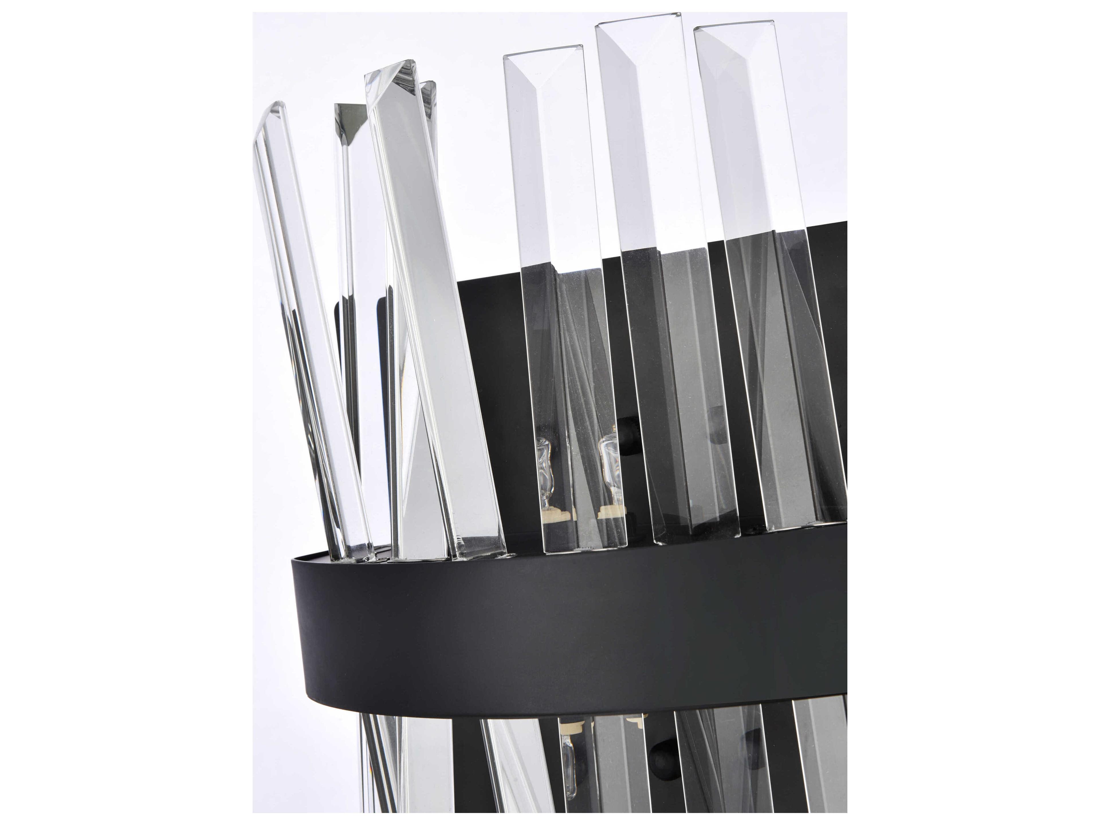 Elegant Lighting Serephina 2-Light Black Crystal Wall Sconce