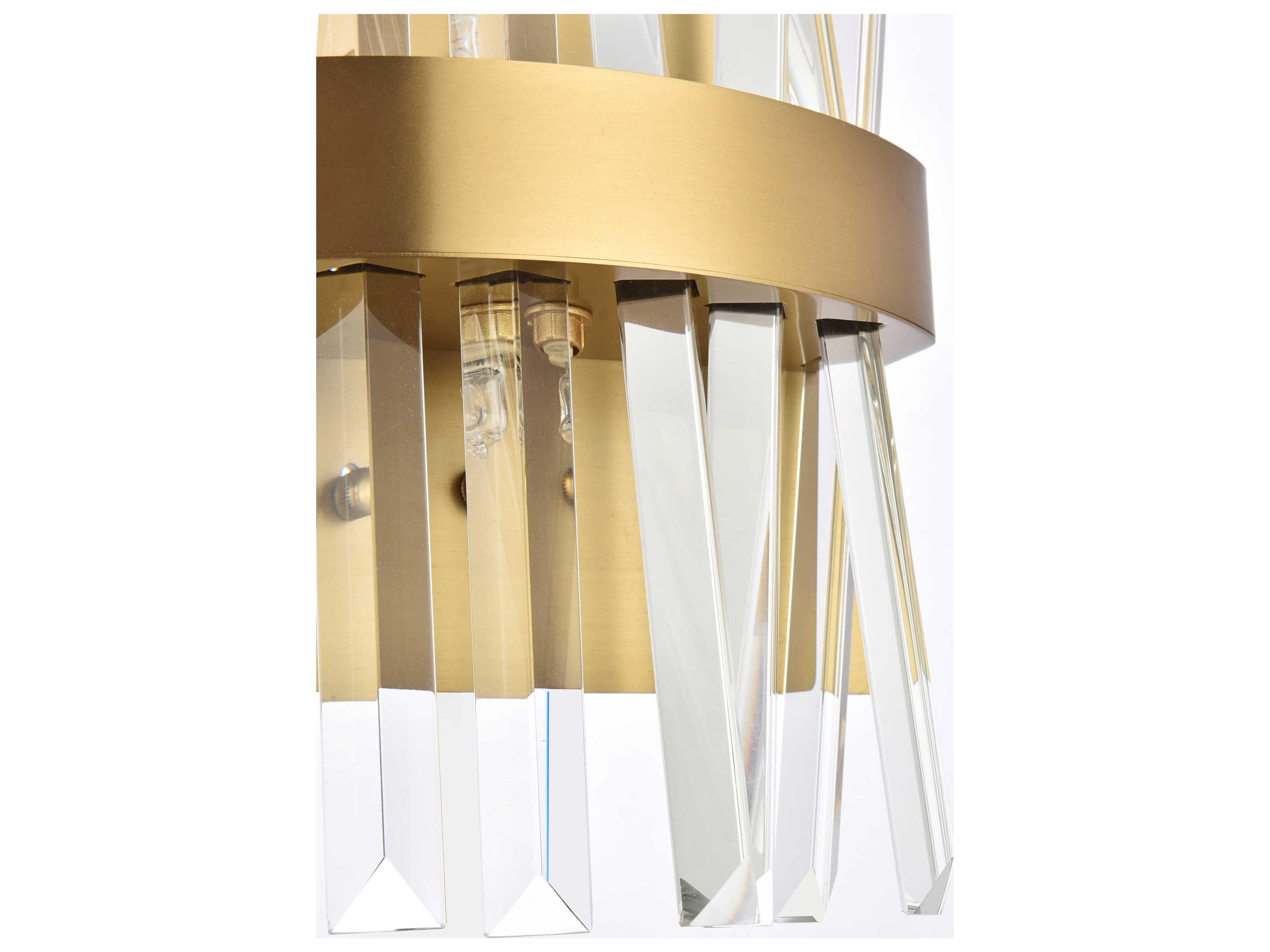 Elegant Lighting Serephina 2-Light Satin Gold Crystal Wall Sconce