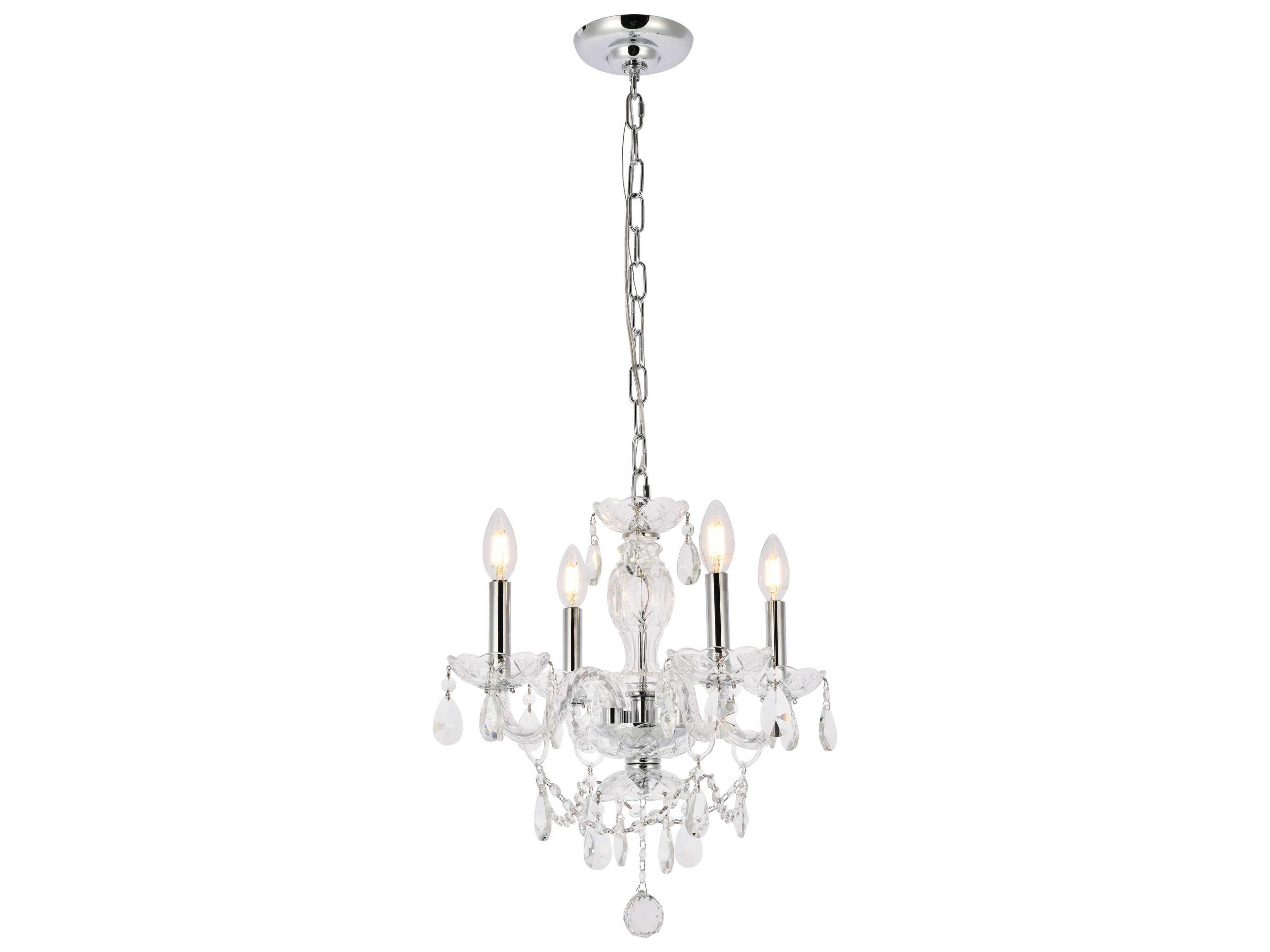 Princeton 4-Light Chrome Clear Crystal Glass Candelabra Chandelier