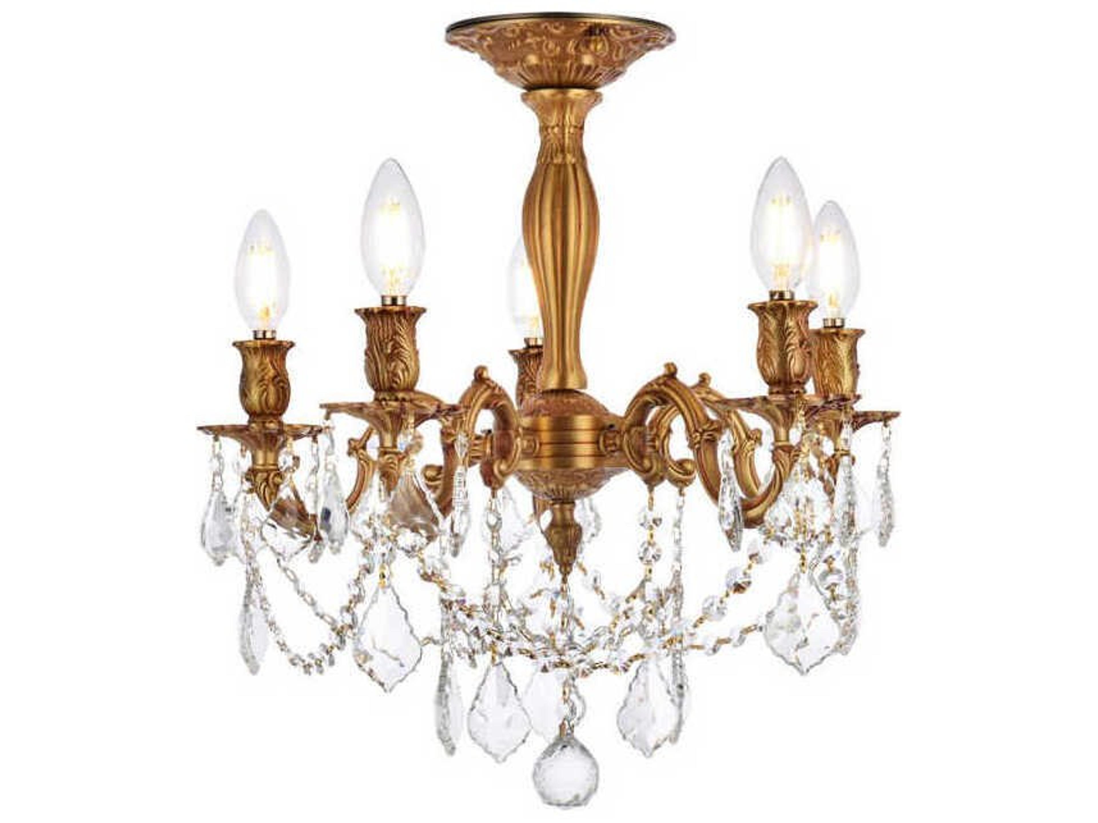 Rosalia French Gold Clear Crystal Semi Flush Mount