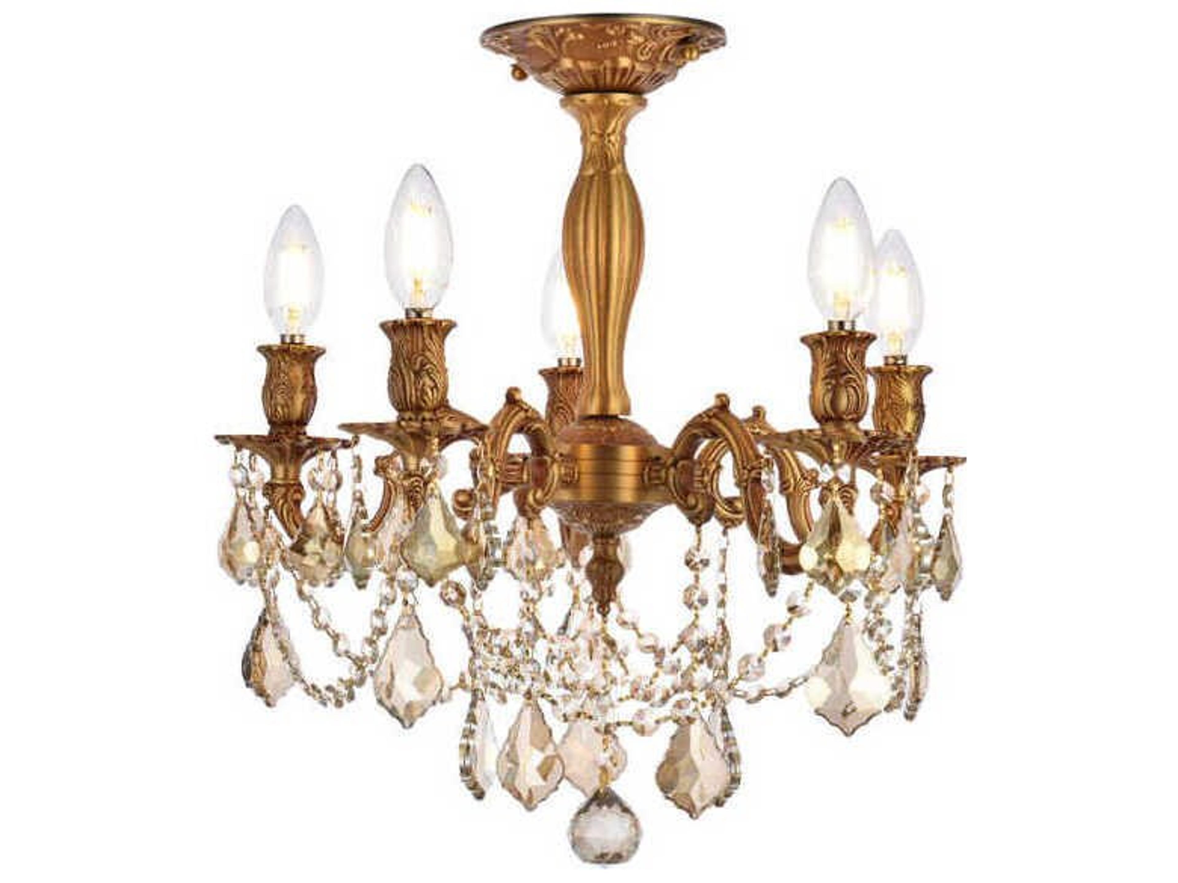 Rosalia French Gold Crystal Semi Flush Mount