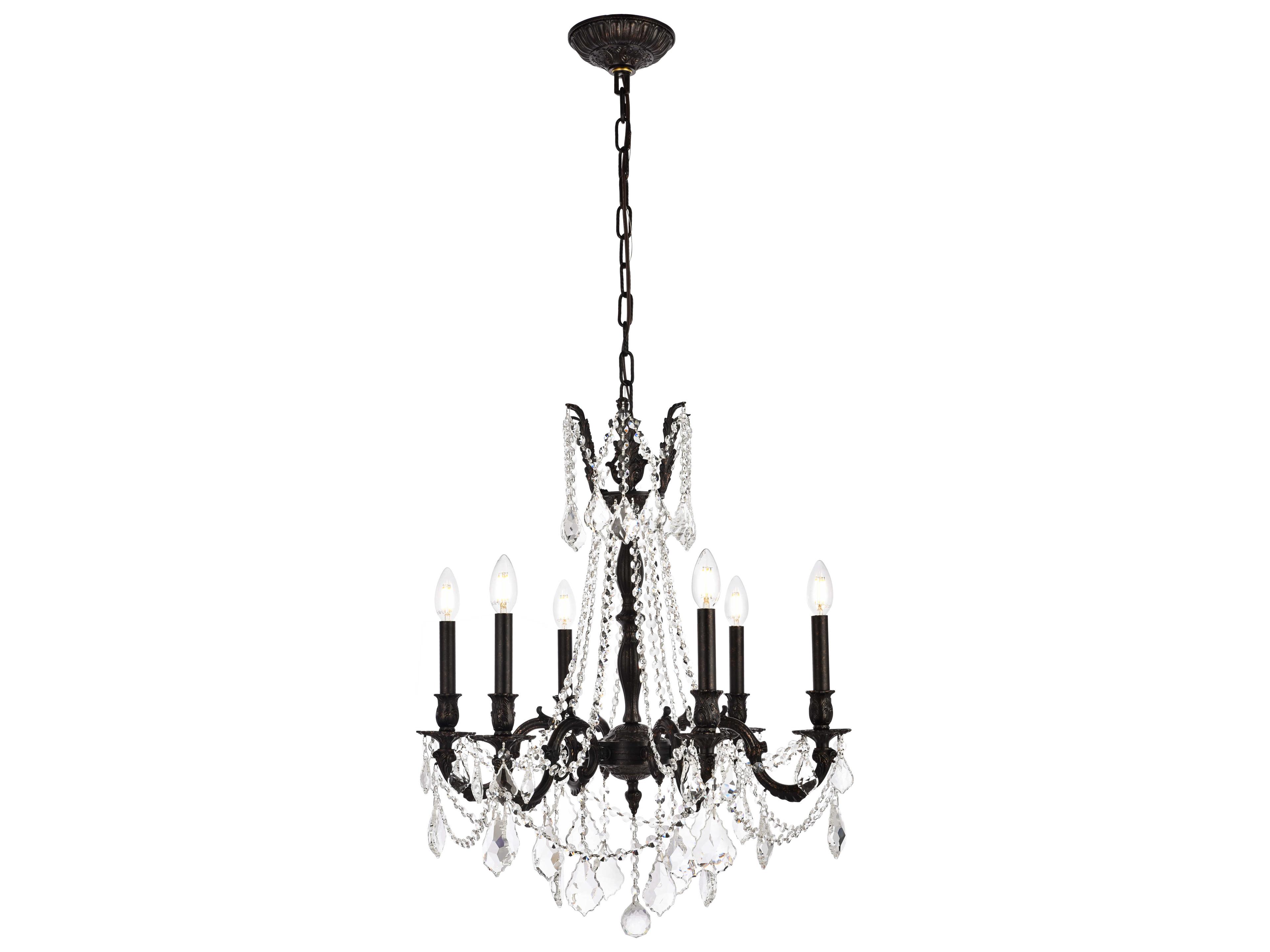 Rosalia 6-Light Dark Bronze Gold Crystal Candelabra Chandelier
