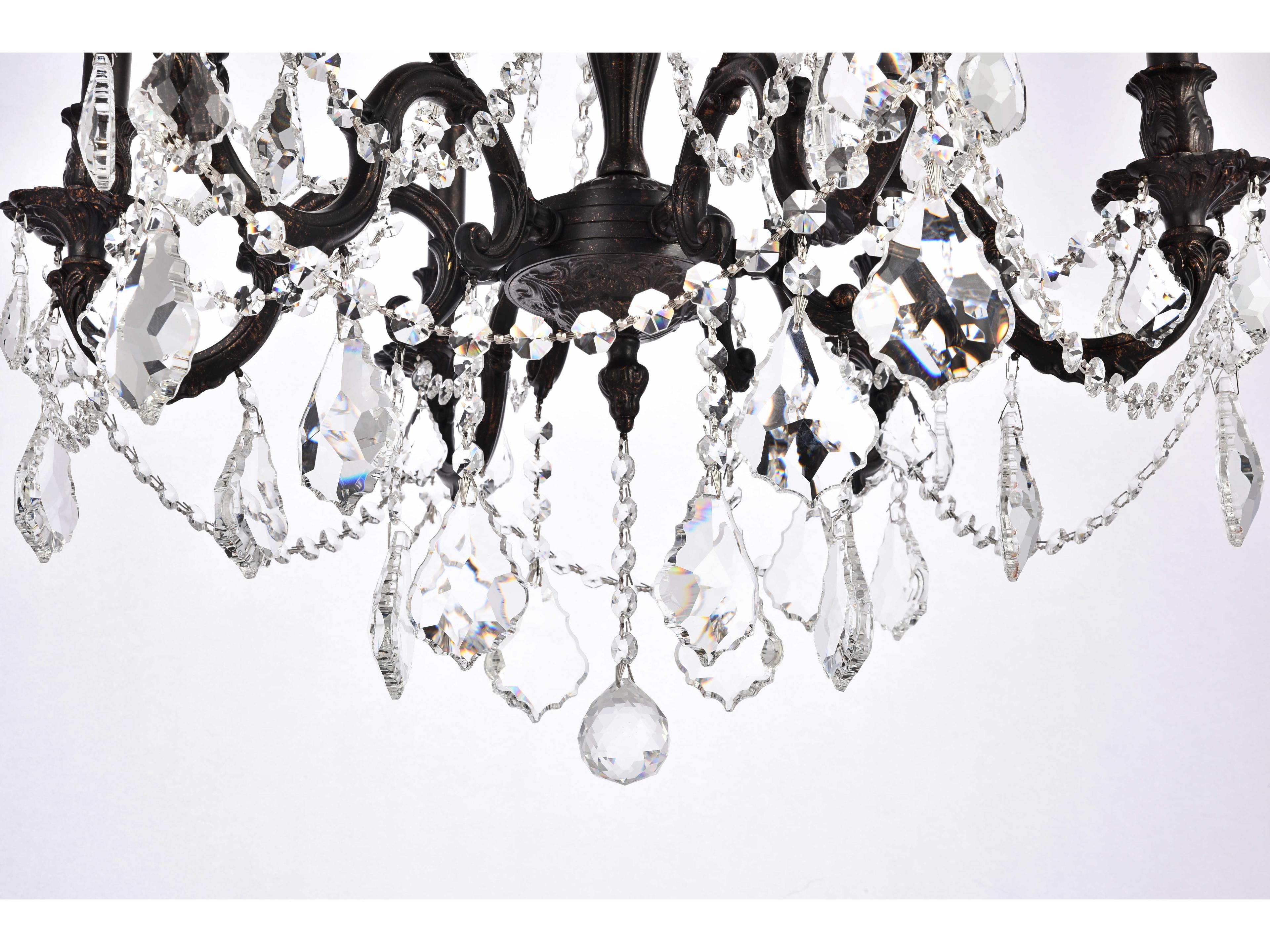 Elegant Lighting Rosalia 6-Light Dark Bronze Gold Crystal Candelabra Chandelier