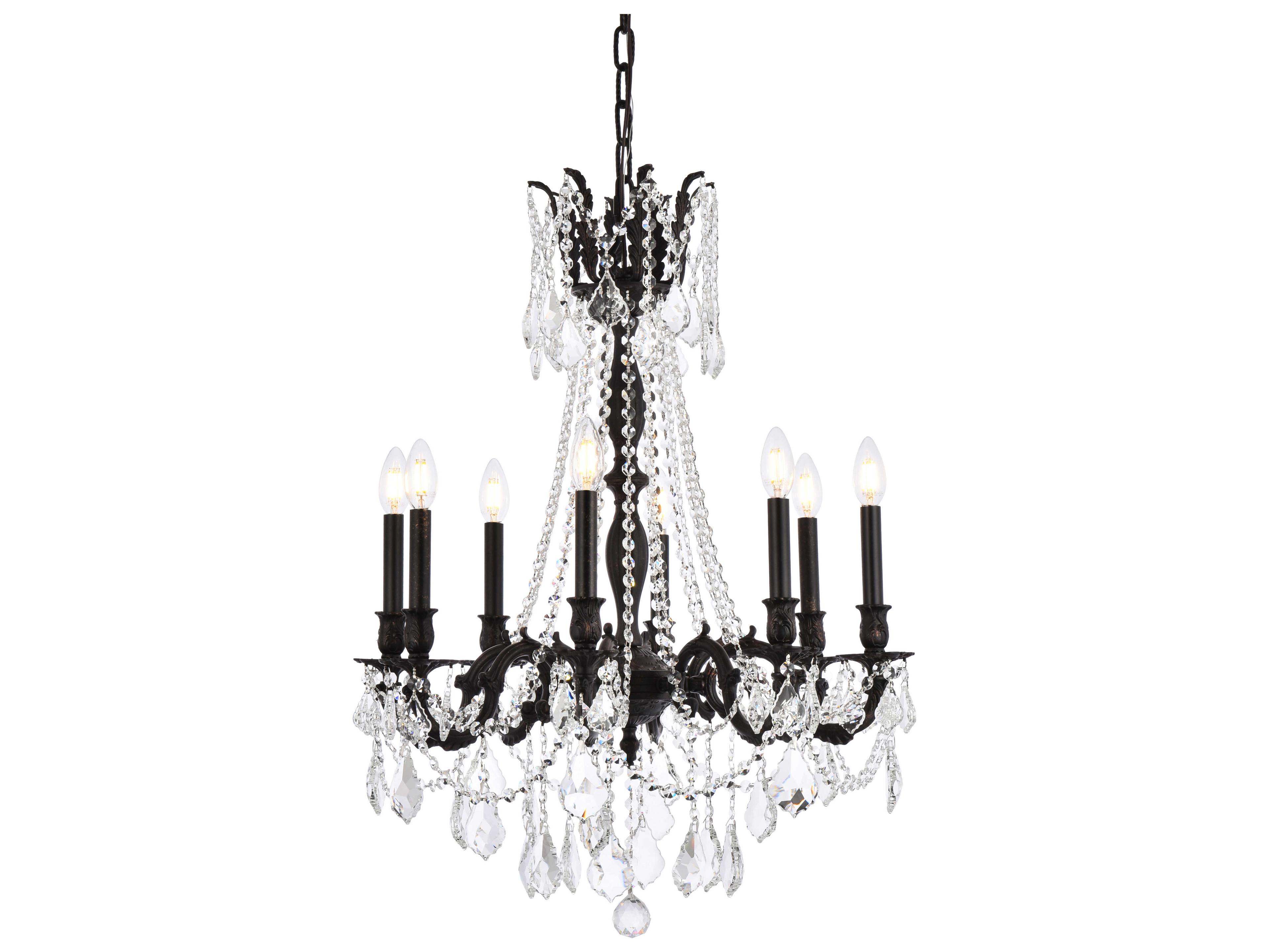 Elegant Lighting Rosalia 8-Light Dark Bronze Gold Crystal Candelabra Chandelier