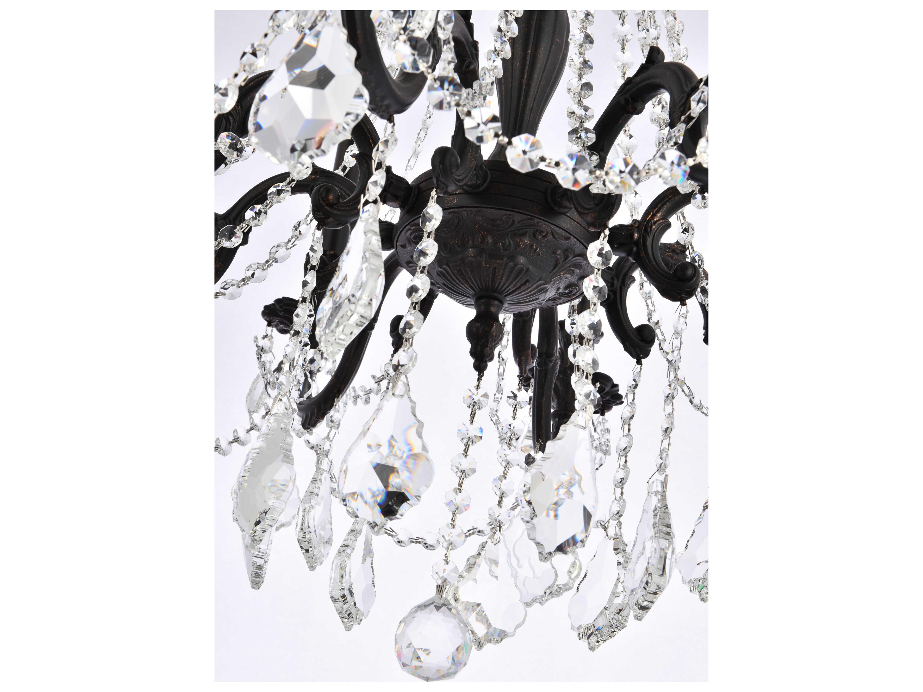 Elegant Lighting Rosalia 8-Light Dark Bronze Gold Crystal Candelabra Chandelier