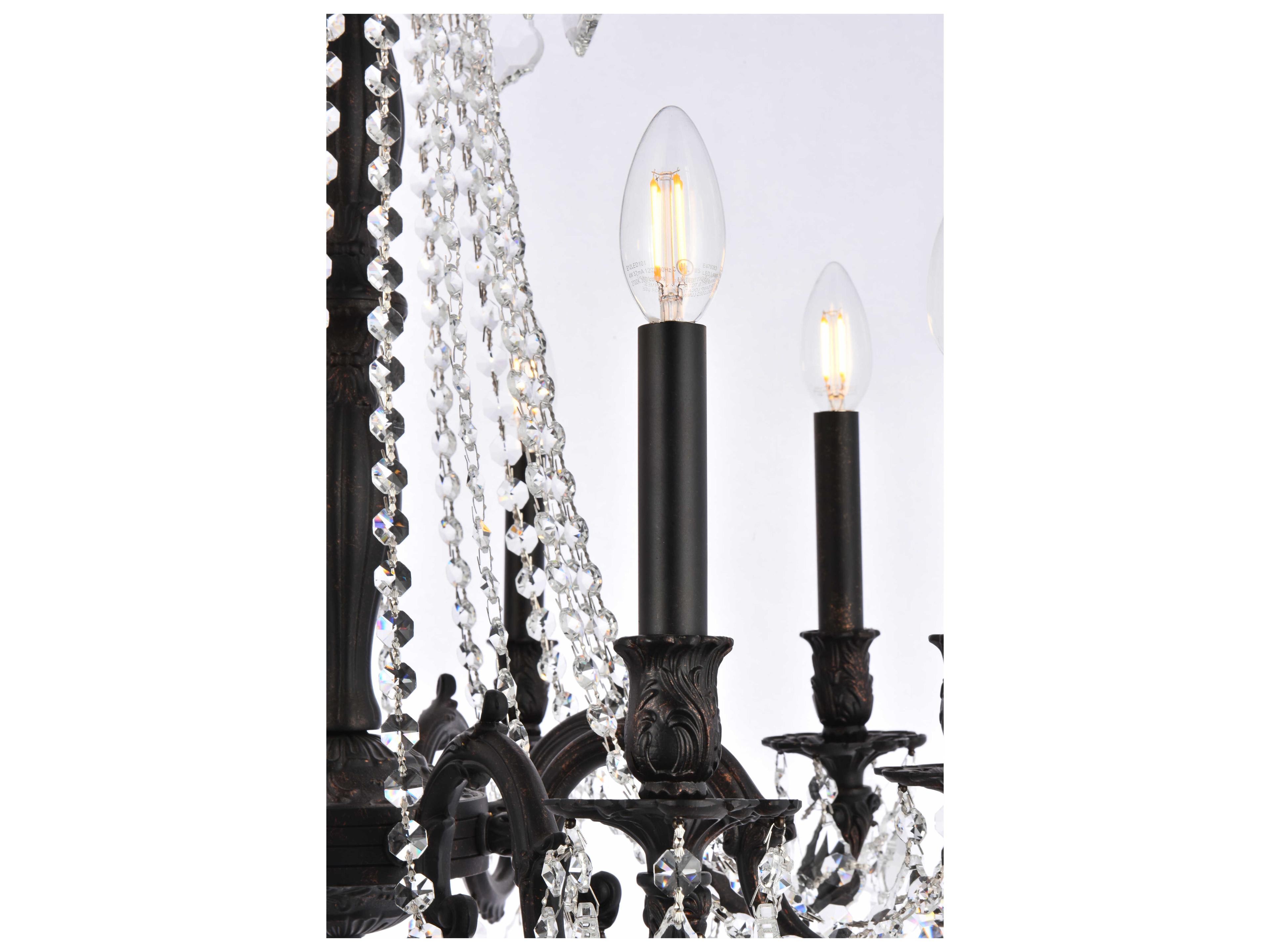 Elegant Lighting Rosalia 8-Light Dark Bronze Gold Crystal Candelabra Chandelier