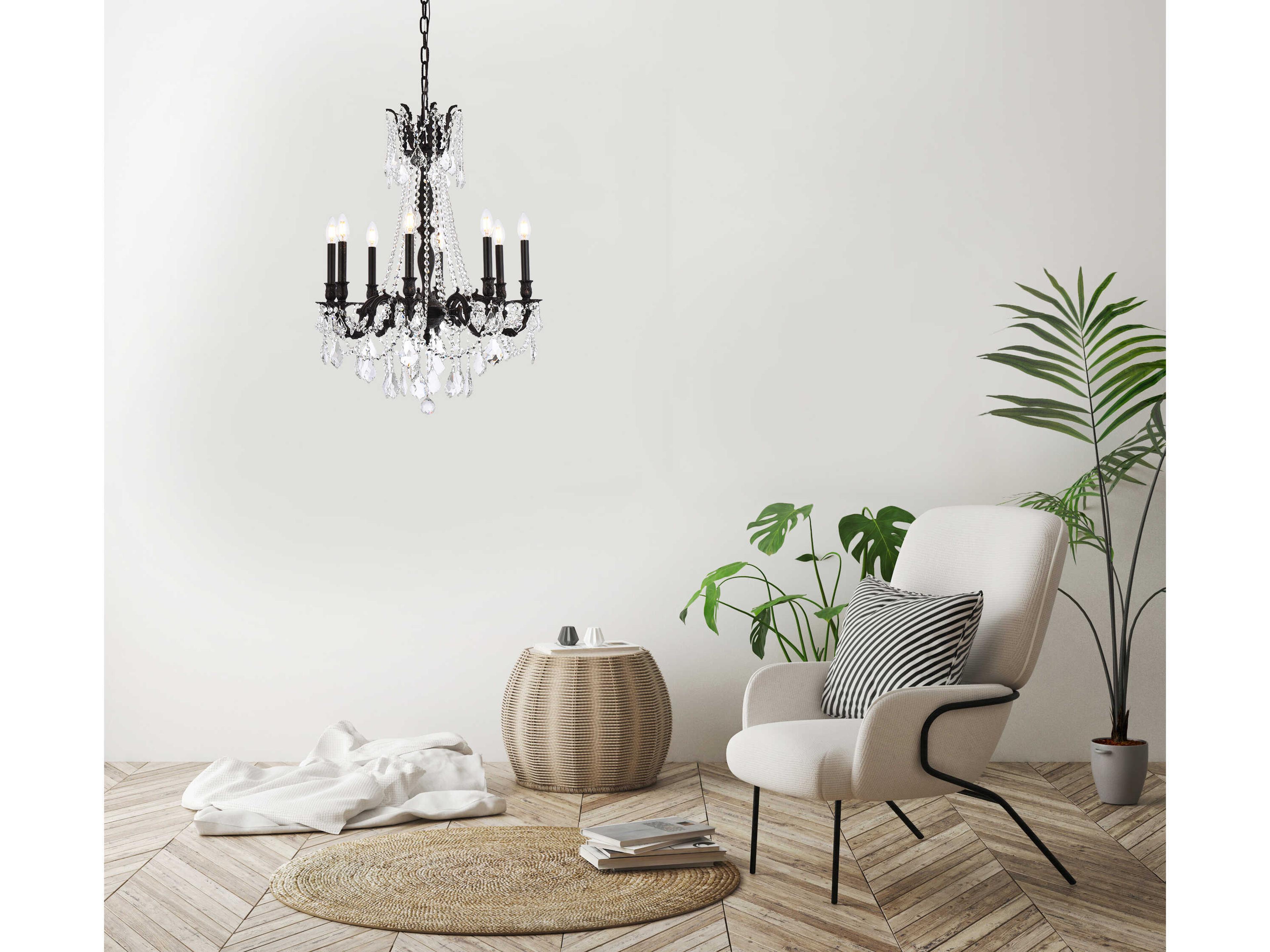 Elegant Lighting Rosalia 8-Light Dark Bronze Gold Crystal Candelabra Chandelier