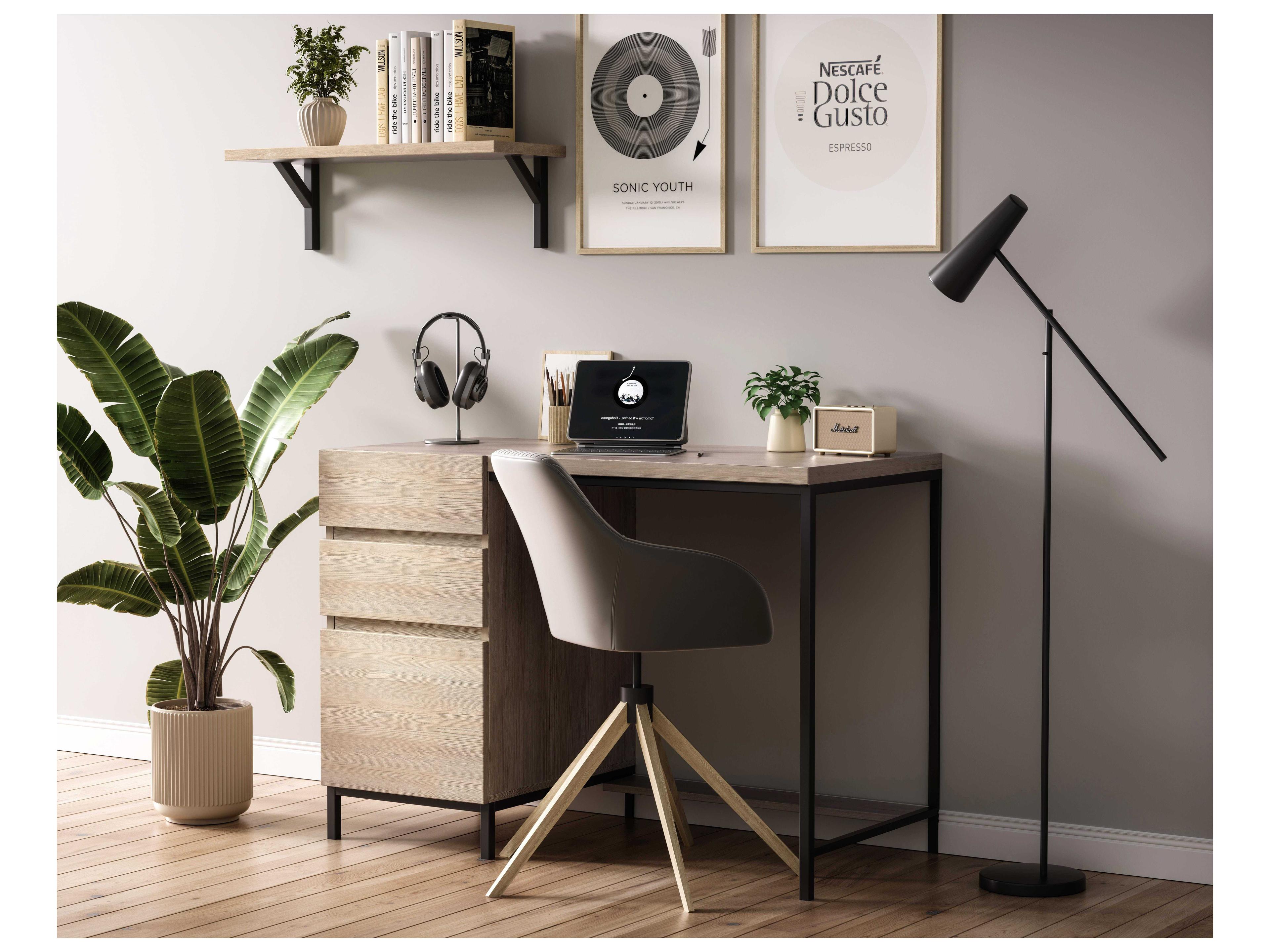 Elegant Lighting Emerson Black Brown Mango Wood Secretary Desk