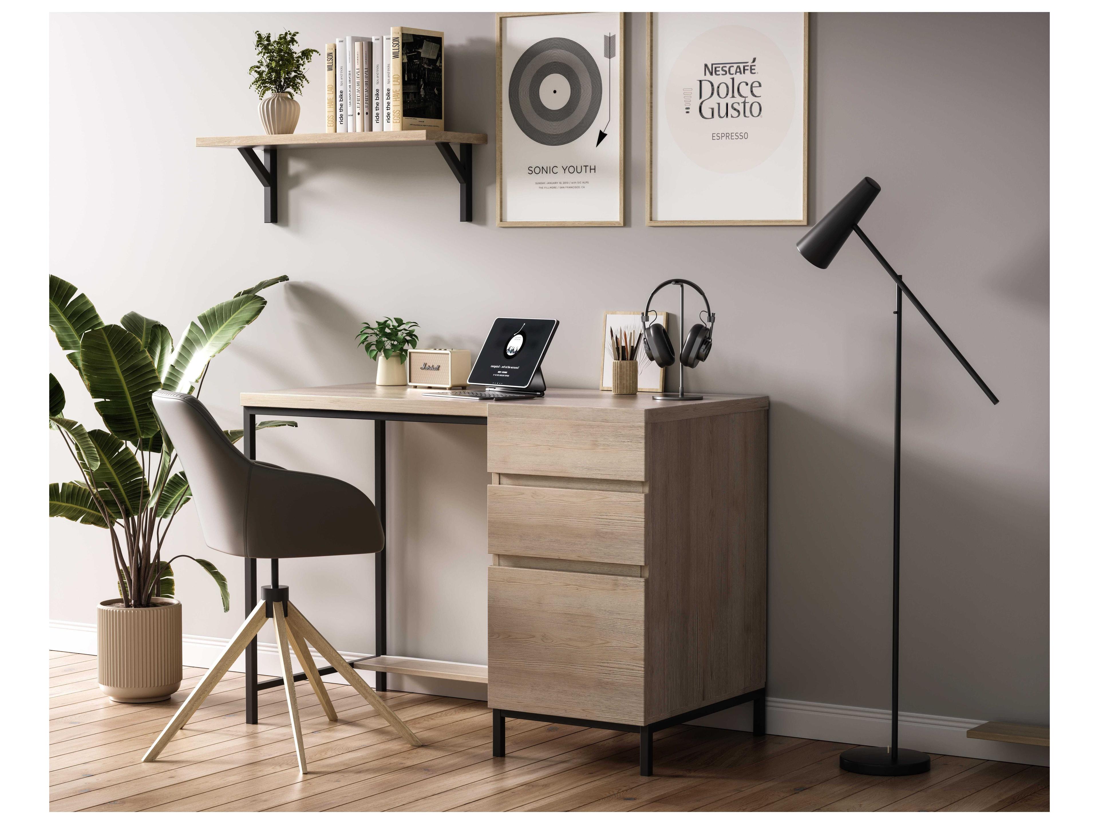 Elegant Lighting Emerson Black Brown Mango Wood Secretary Desk