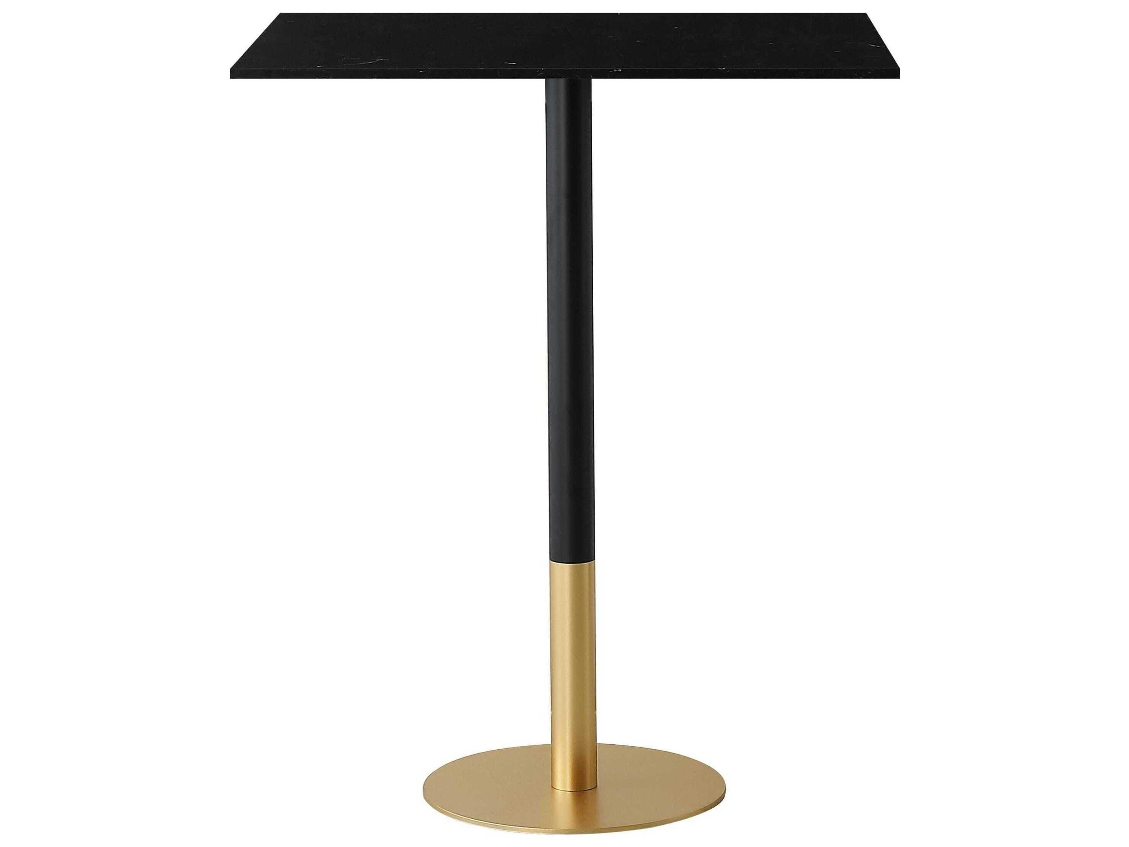 Ronan Black Gold Rectangular Faux Marble Bar Table