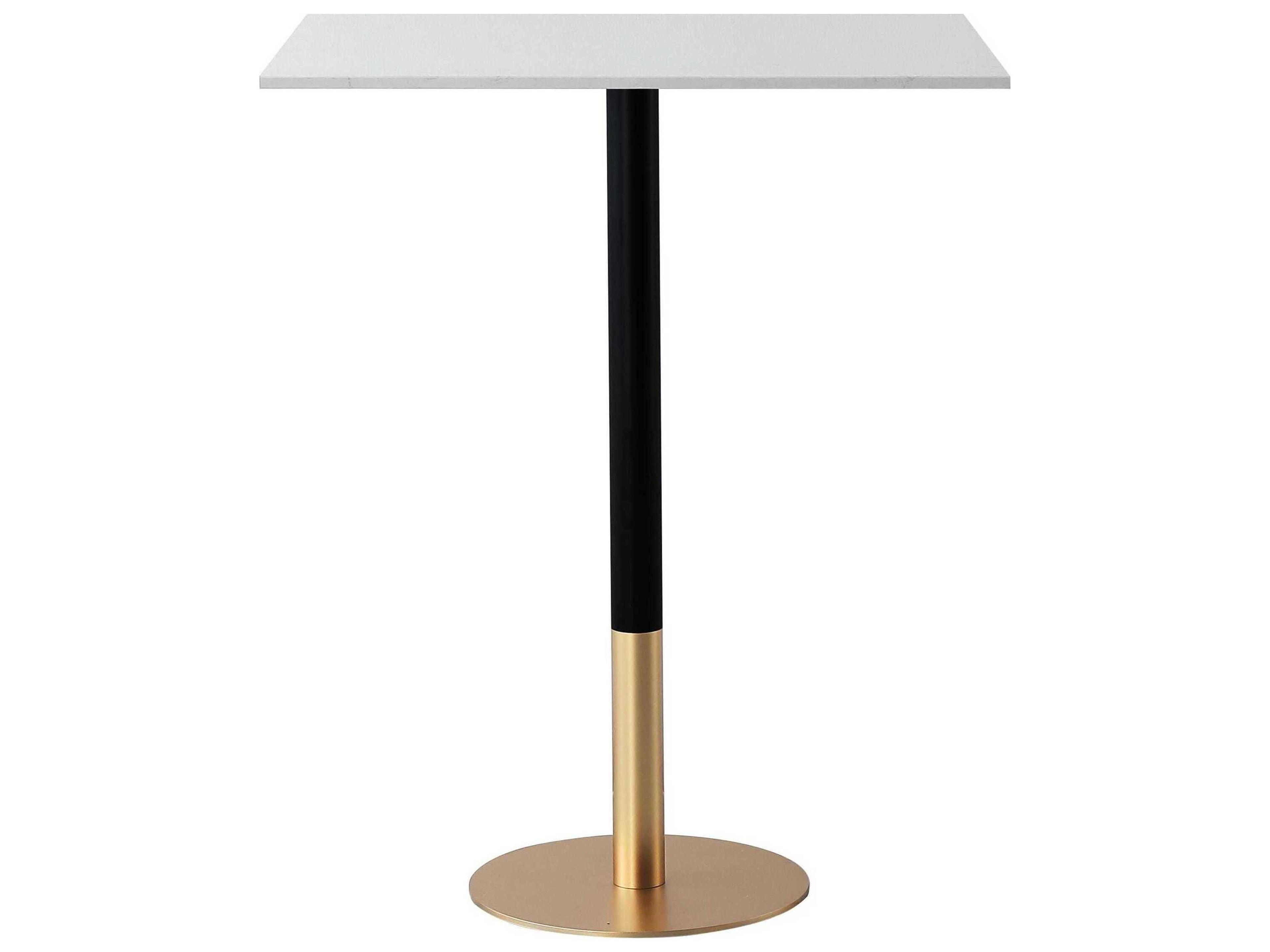Ronan White Gold Rectangular Faux Marble Bar Table