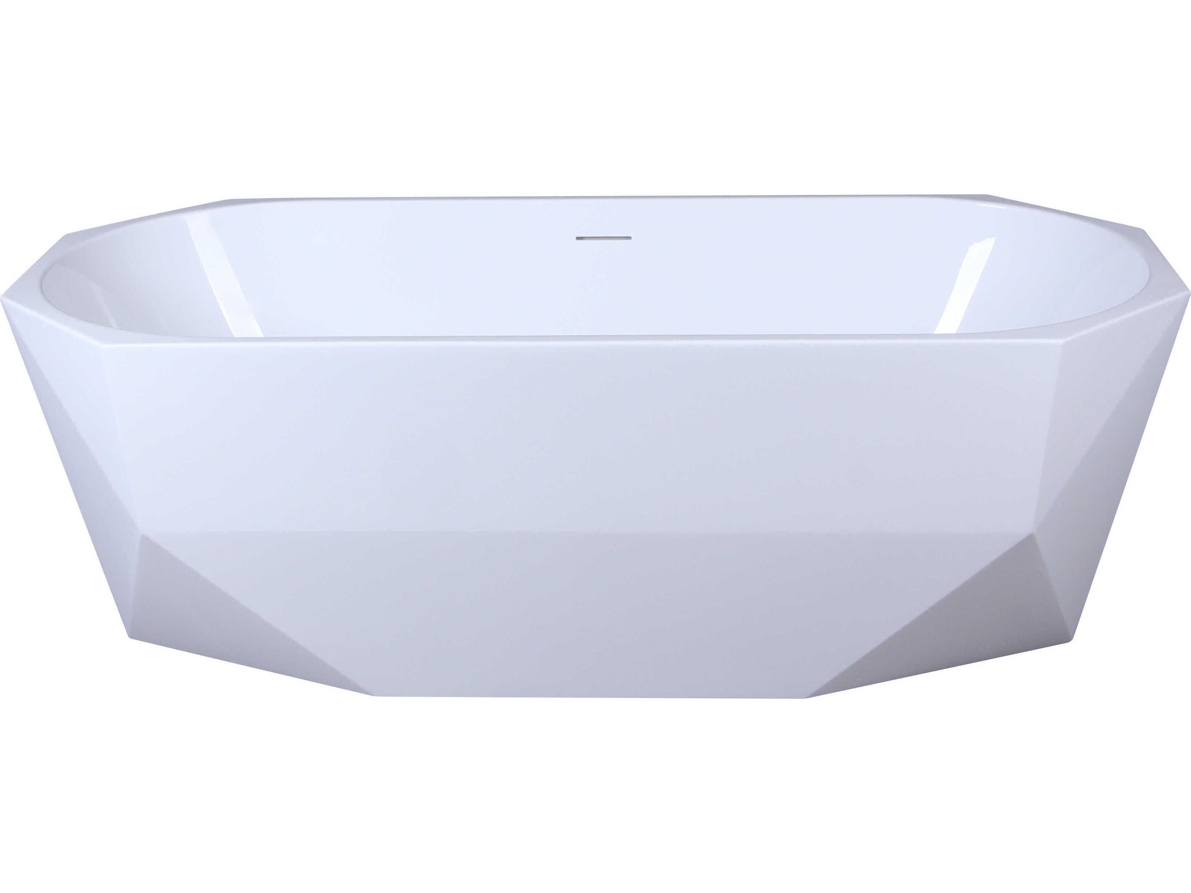Ethen 67" Glossy White Soaking Diamond Style Bathtub