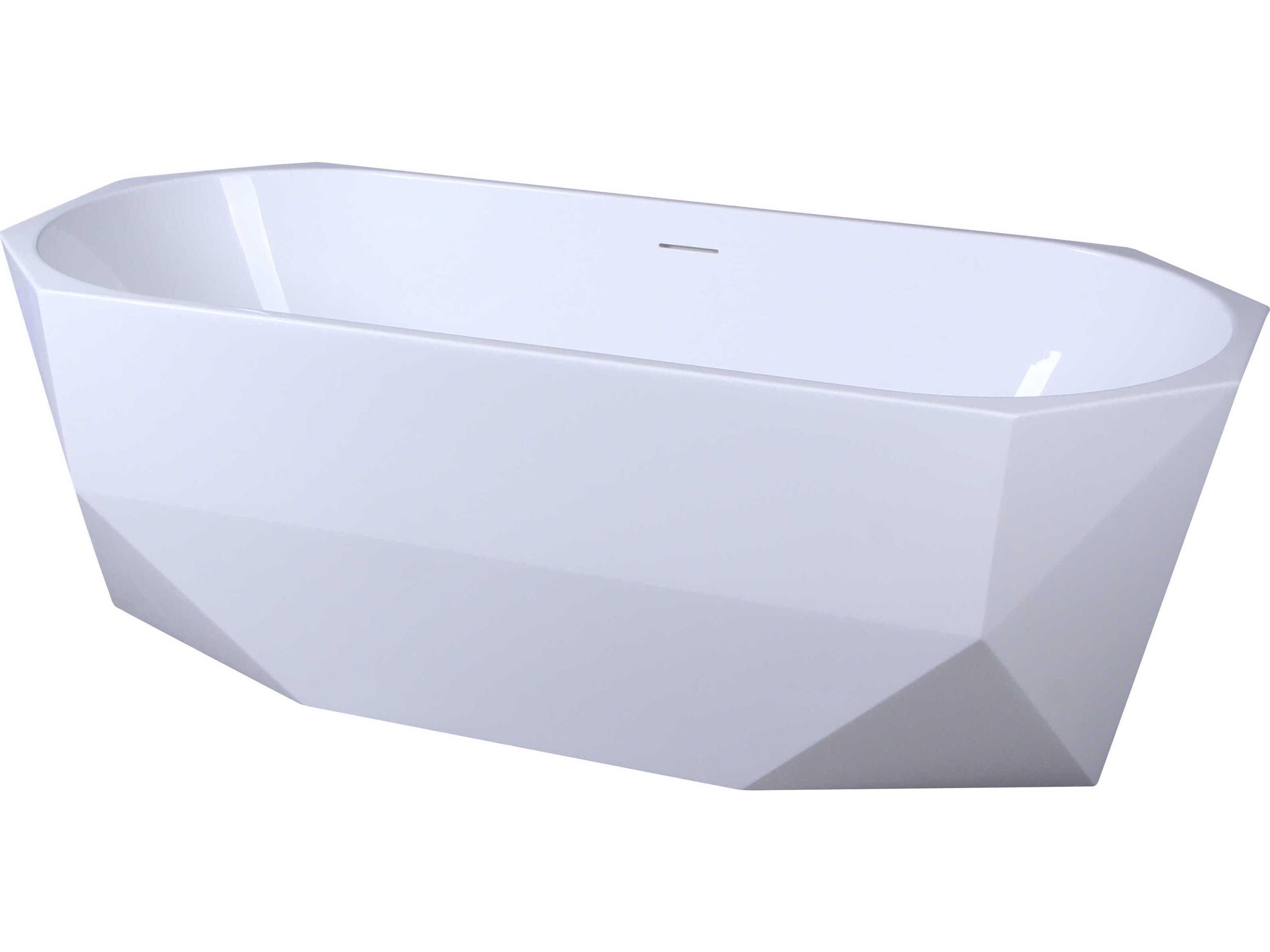 Elegant Lighting Ethen 67" Glossy White Soaking Diamond Style Bathtub