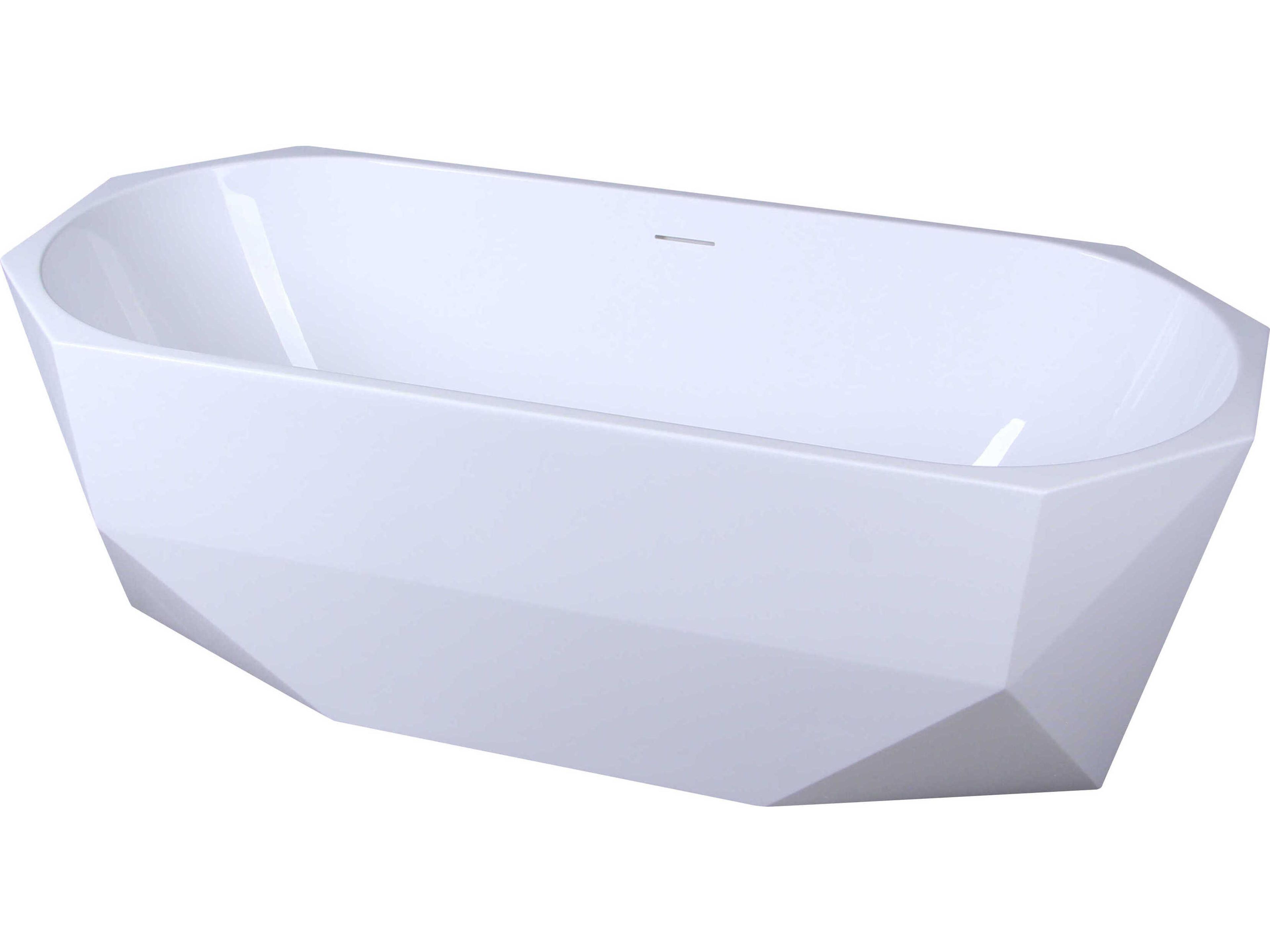 Elegant Lighting Ethen 67" Glossy White Soaking Diamond Style Bathtub