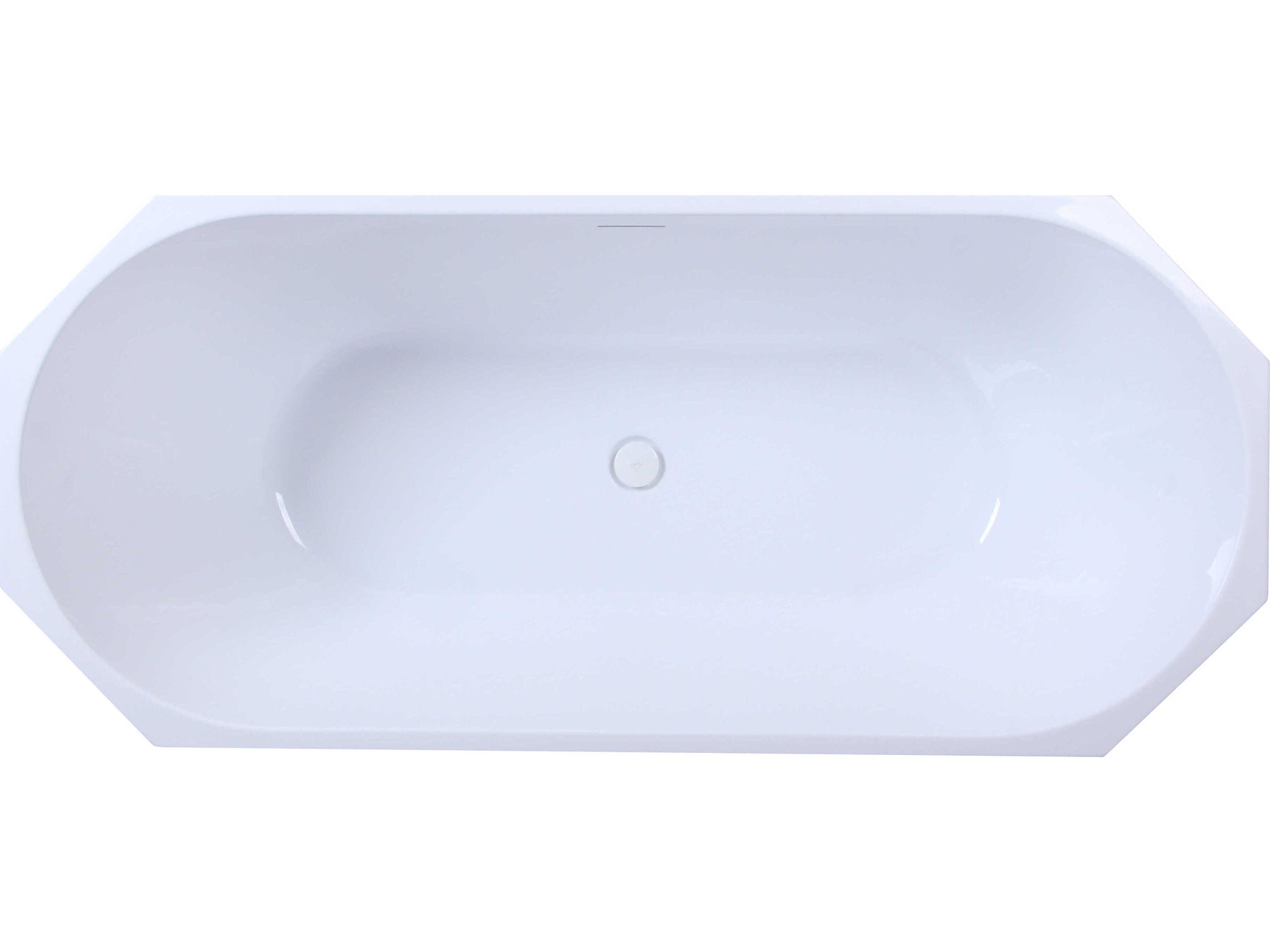 Elegant Lighting Ethen 67" Glossy White Soaking Diamond Style Bathtub