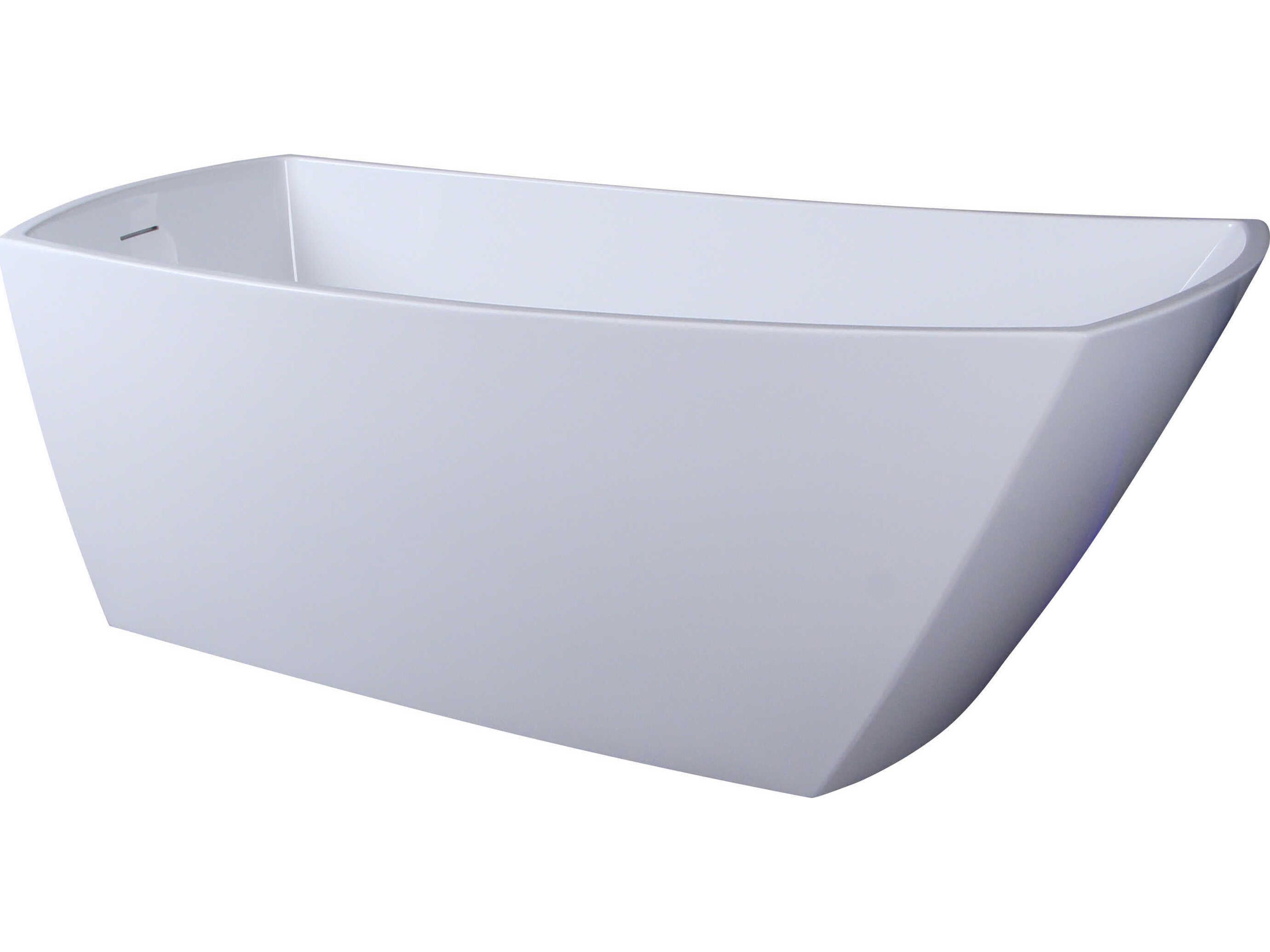 Elegant Lighting Brock 67" Glossy White Soaking Single Slipper Rectangular Bathtub