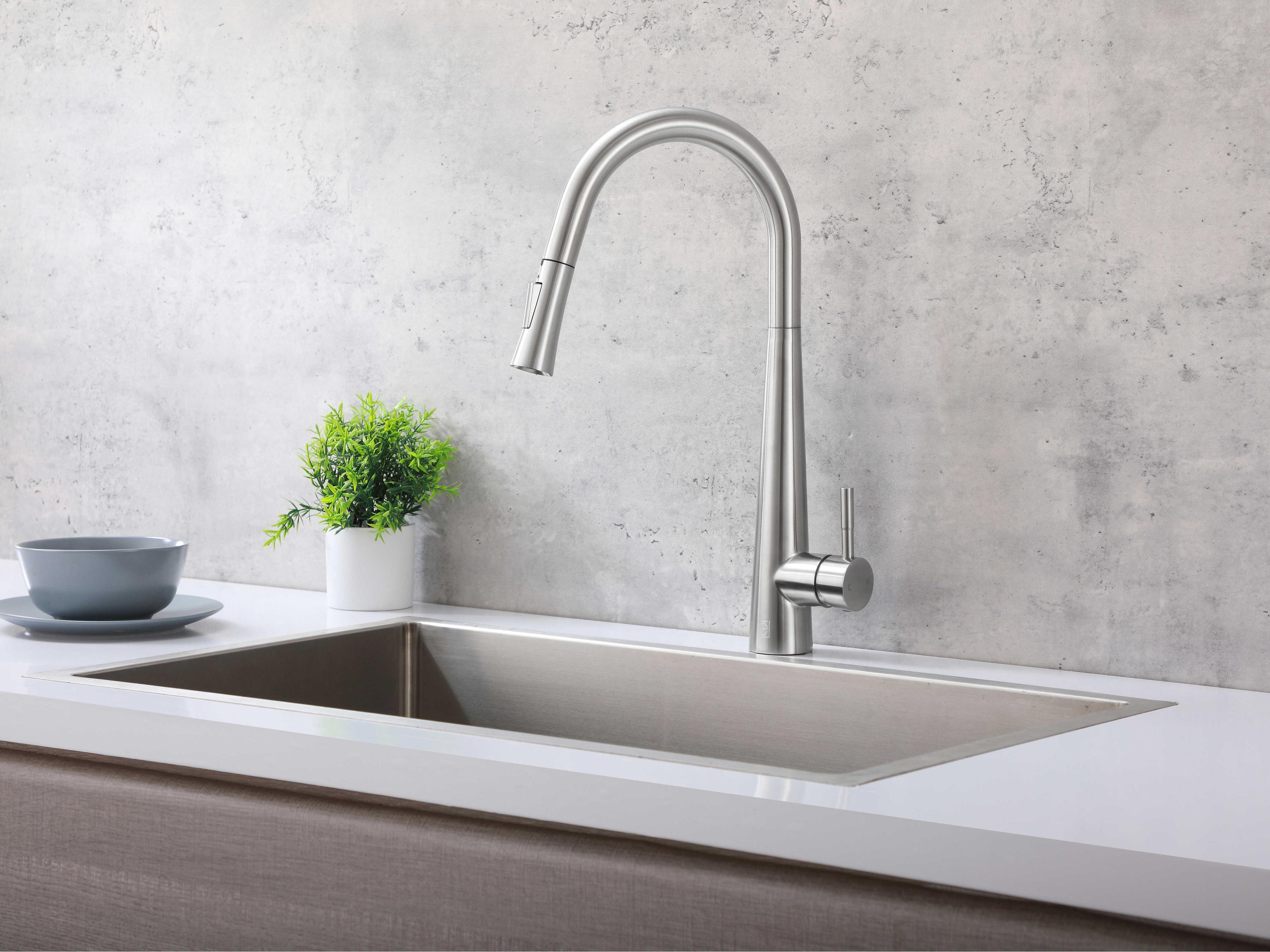 Elegant Lighting Lucas Brushed Nickel Pull Down Sprayer Kitchen Faucet