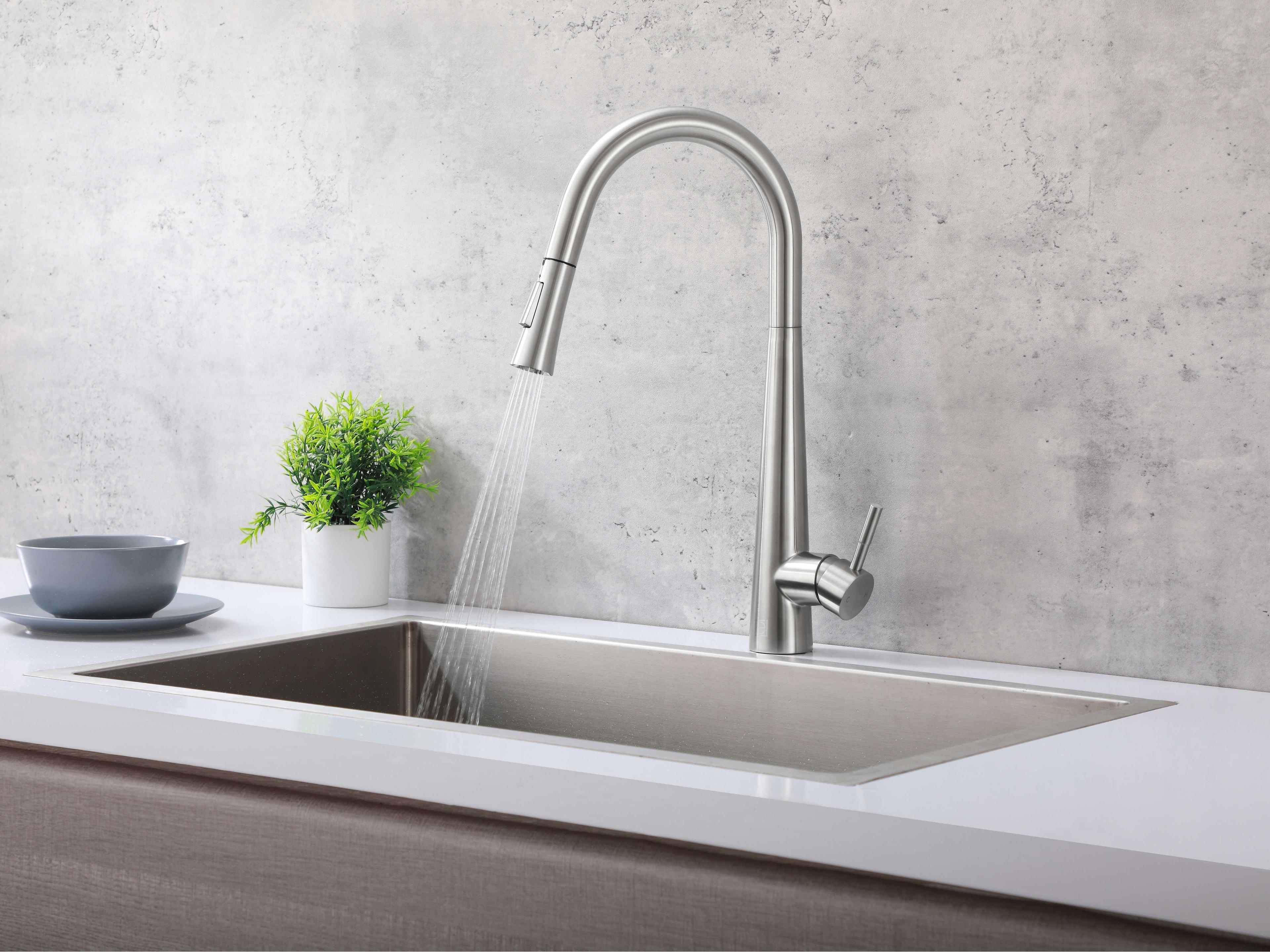 Elegant Lighting Lucas Brushed Nickel Pull Down Sprayer Kitchen Faucet