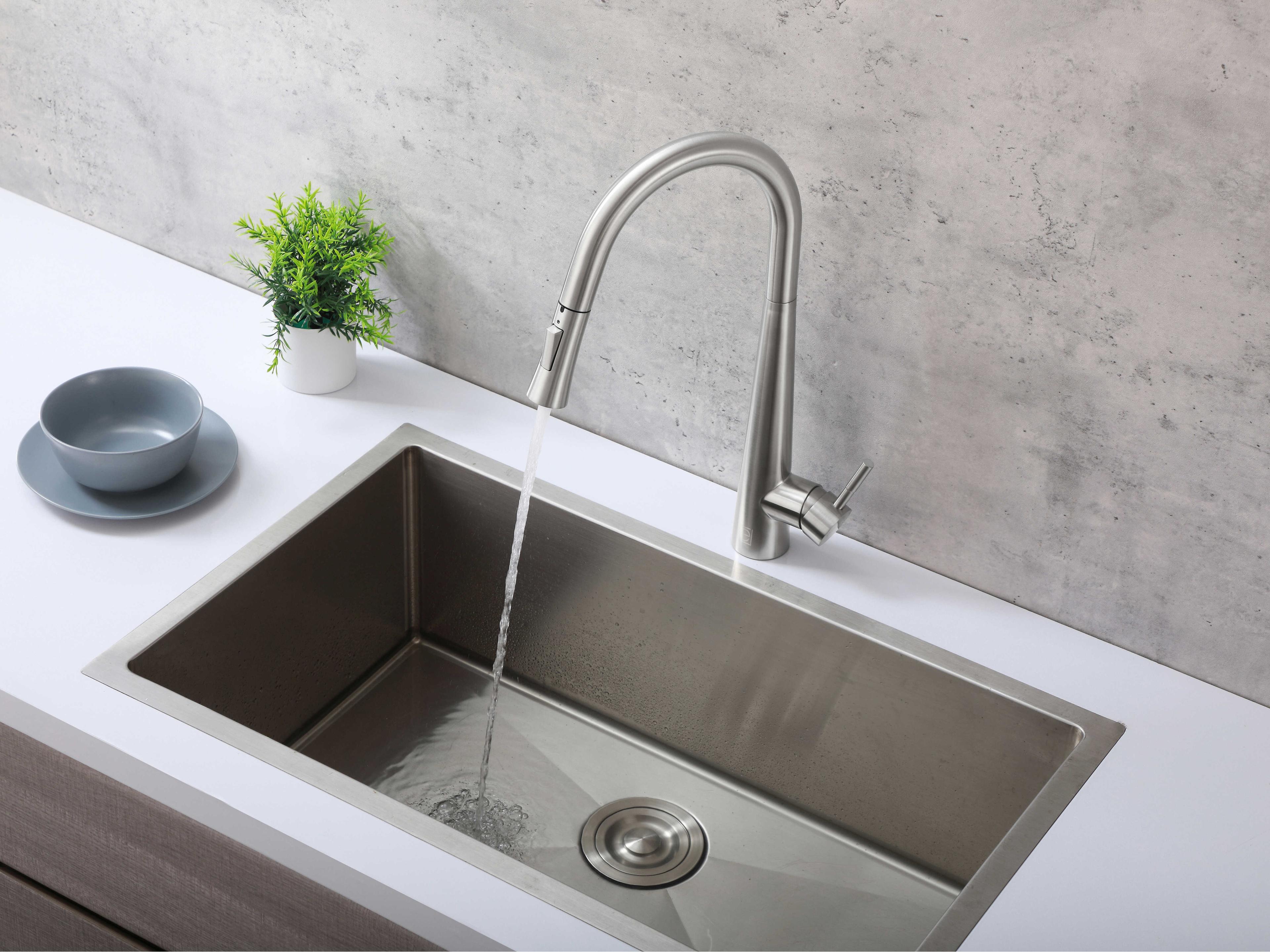 Elegant Lighting Lucas Brushed Nickel Pull Down Sprayer Kitchen Faucet