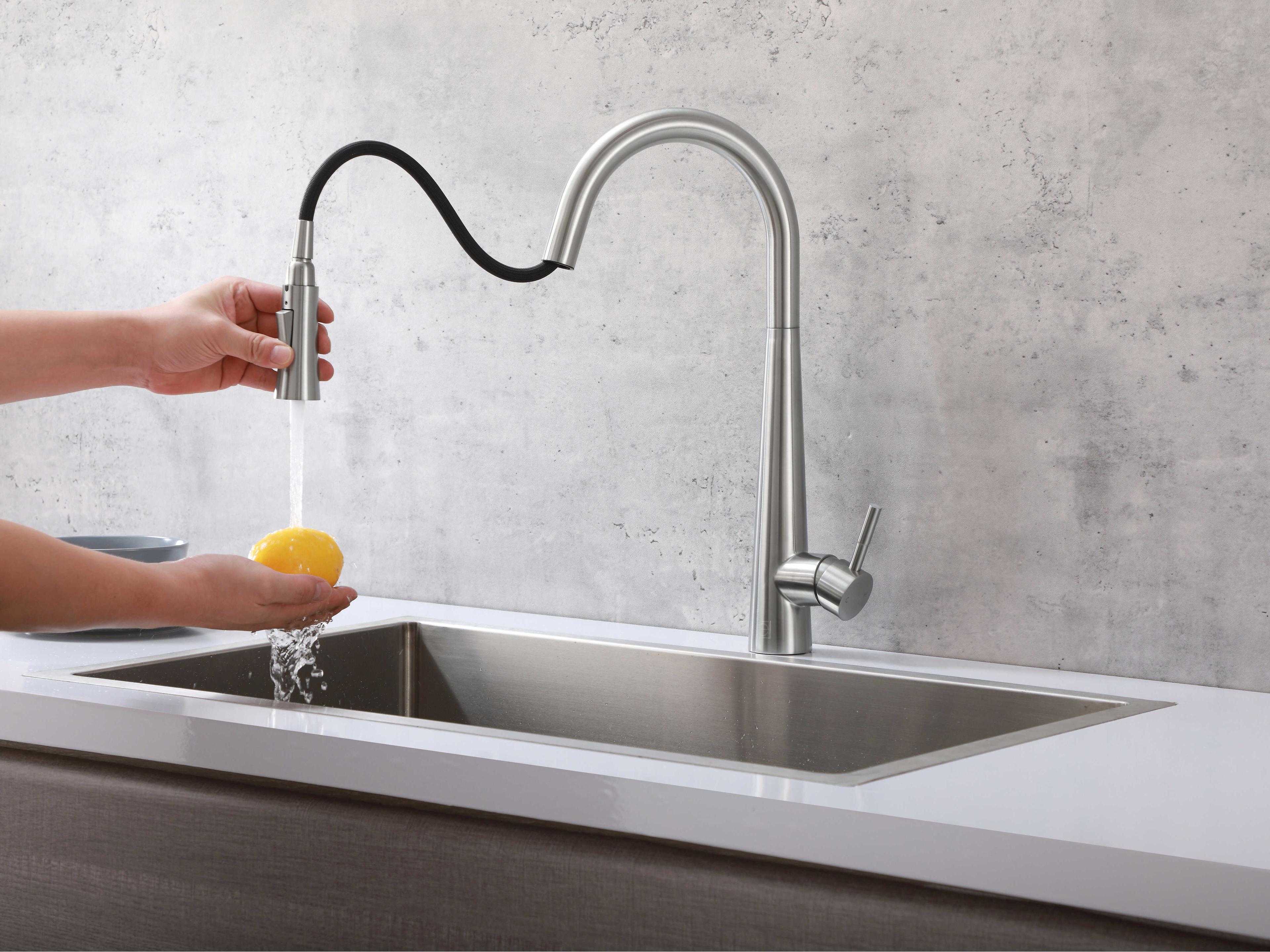 Elegant Lighting Lucas Brushed Nickel Pull Down Sprayer Kitchen Faucet