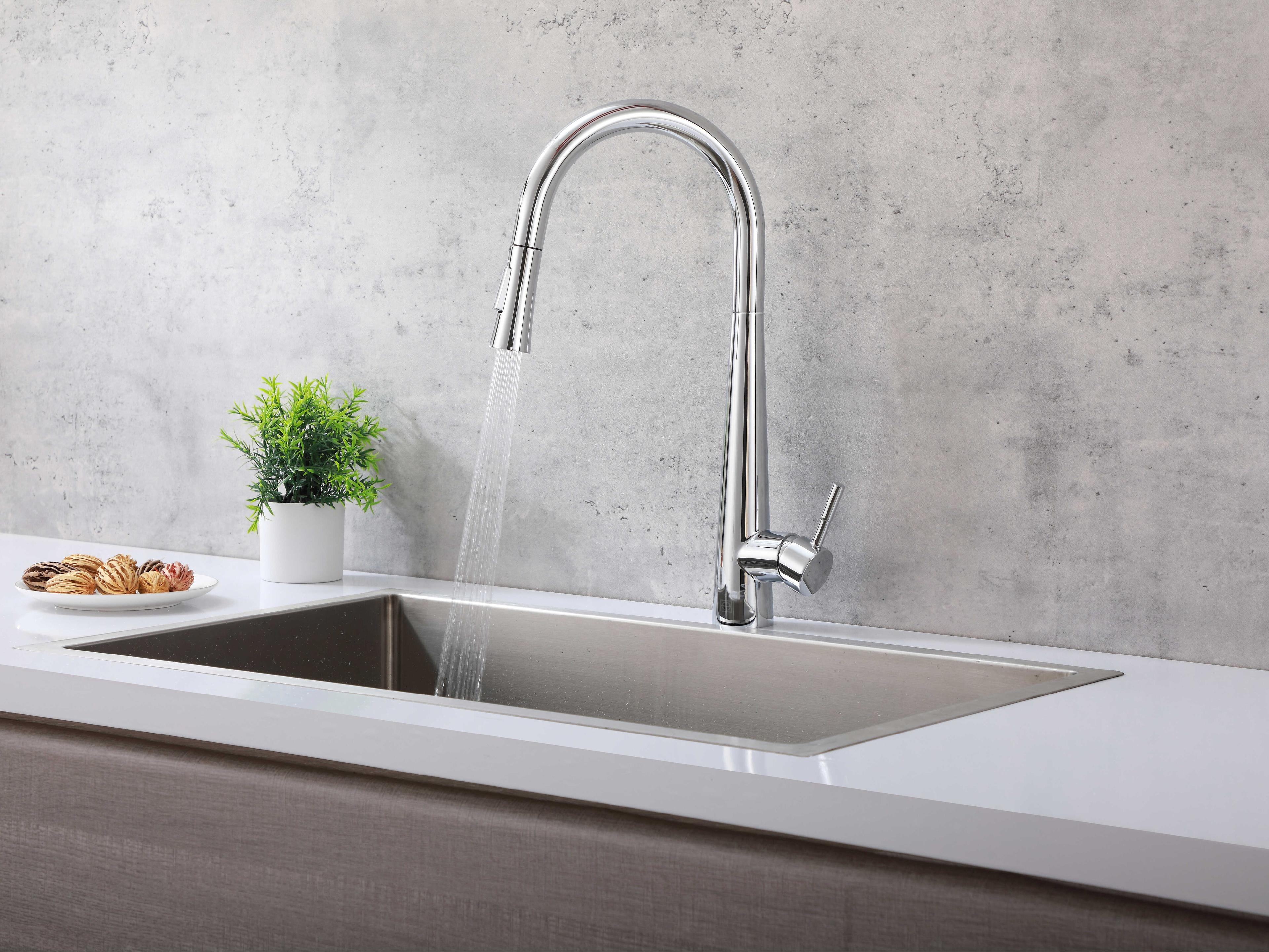 Elegant Lighting Lucas Chrome Pull Down Sprayer Kitchen Faucet