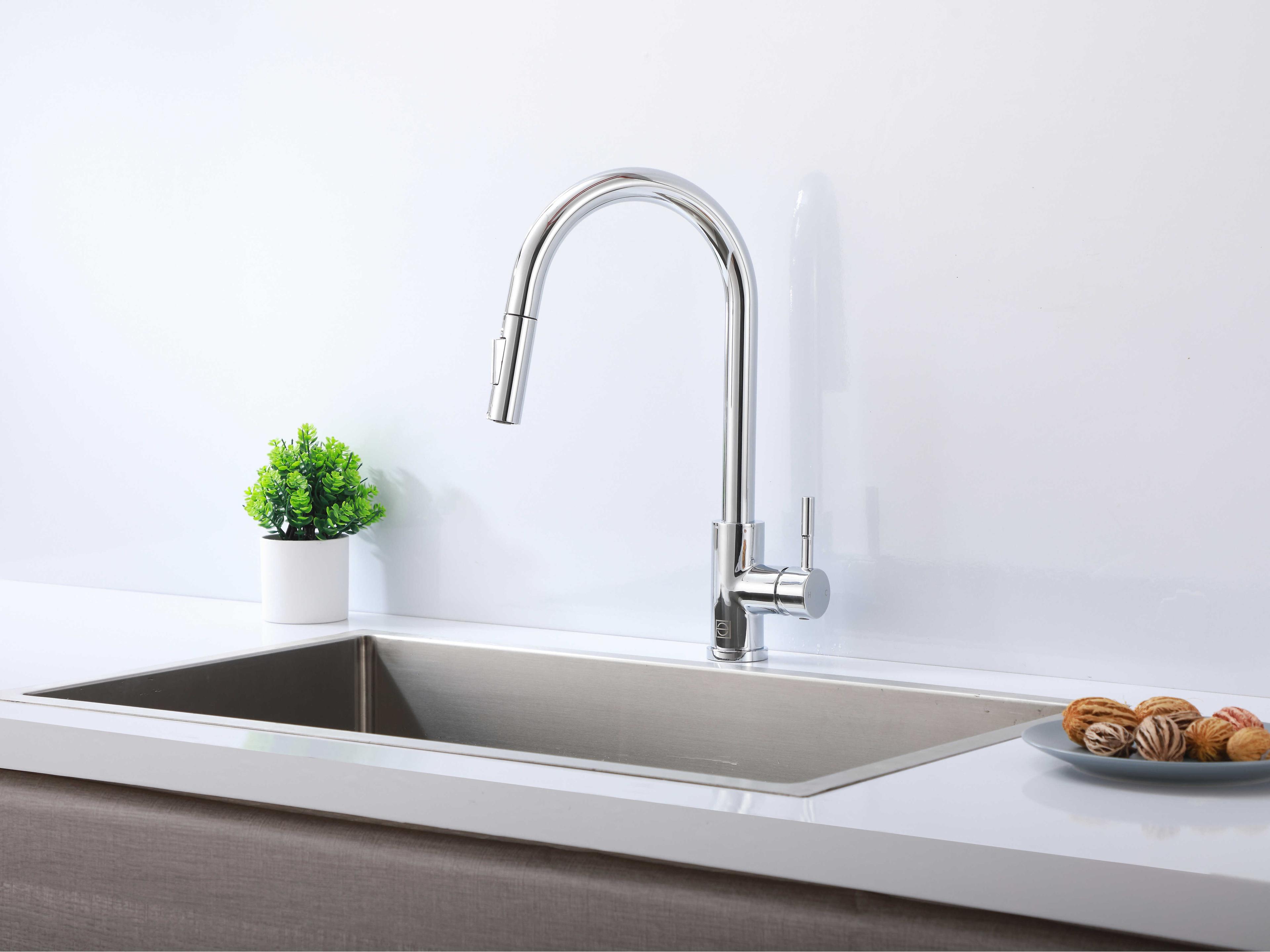 Elegant Lighting Jack Chrome Pull Down Sprayer Kitchen Faucet