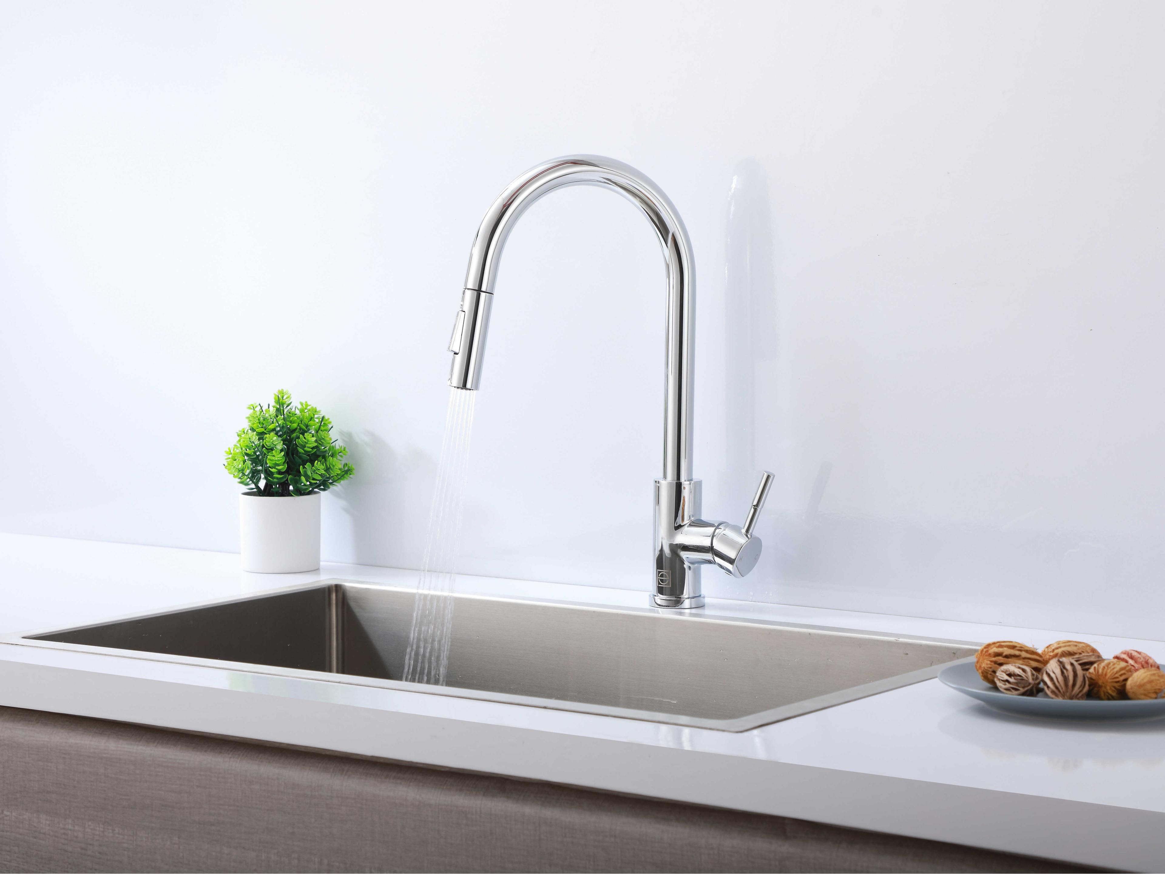 Elegant Lighting Jack Chrome Pull Down Sprayer Kitchen Faucet