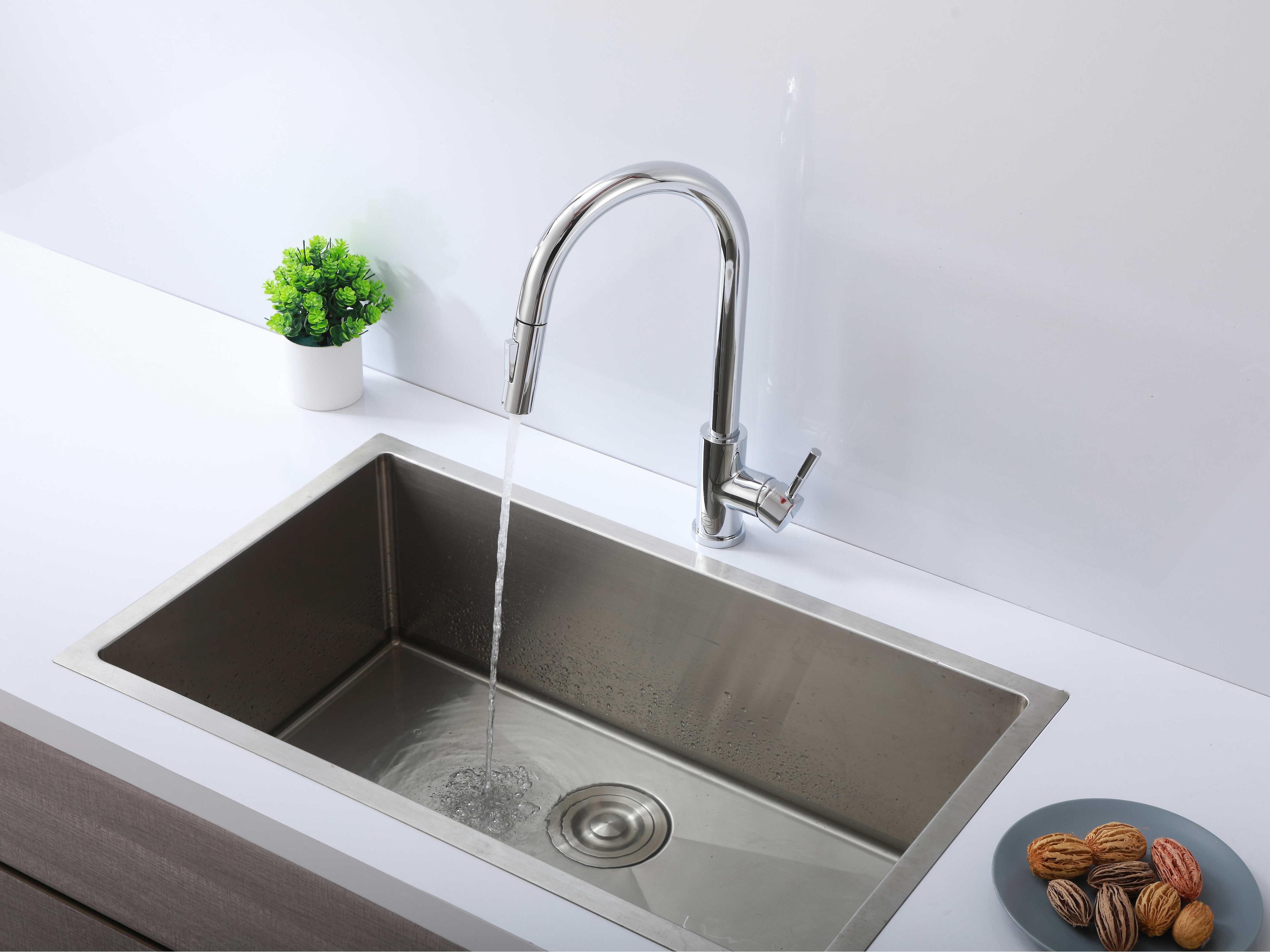 Elegant Lighting Jack Chrome Pull Down Sprayer Kitchen Faucet