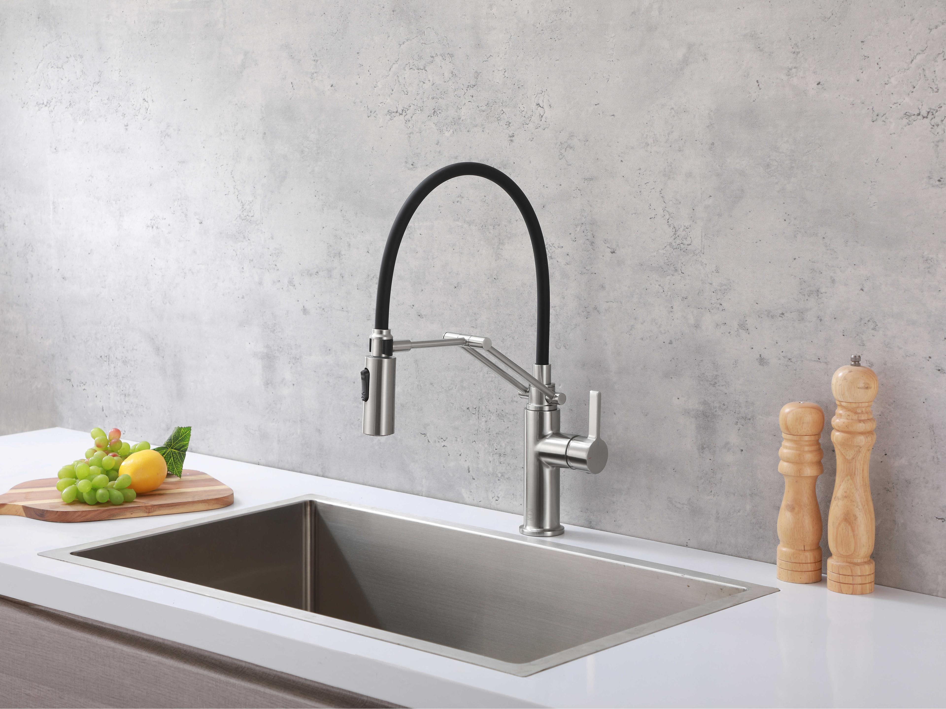 Elegant Lighting Leonardo Brushed Nickel Pull Down Sprayer Kitchen Faucet