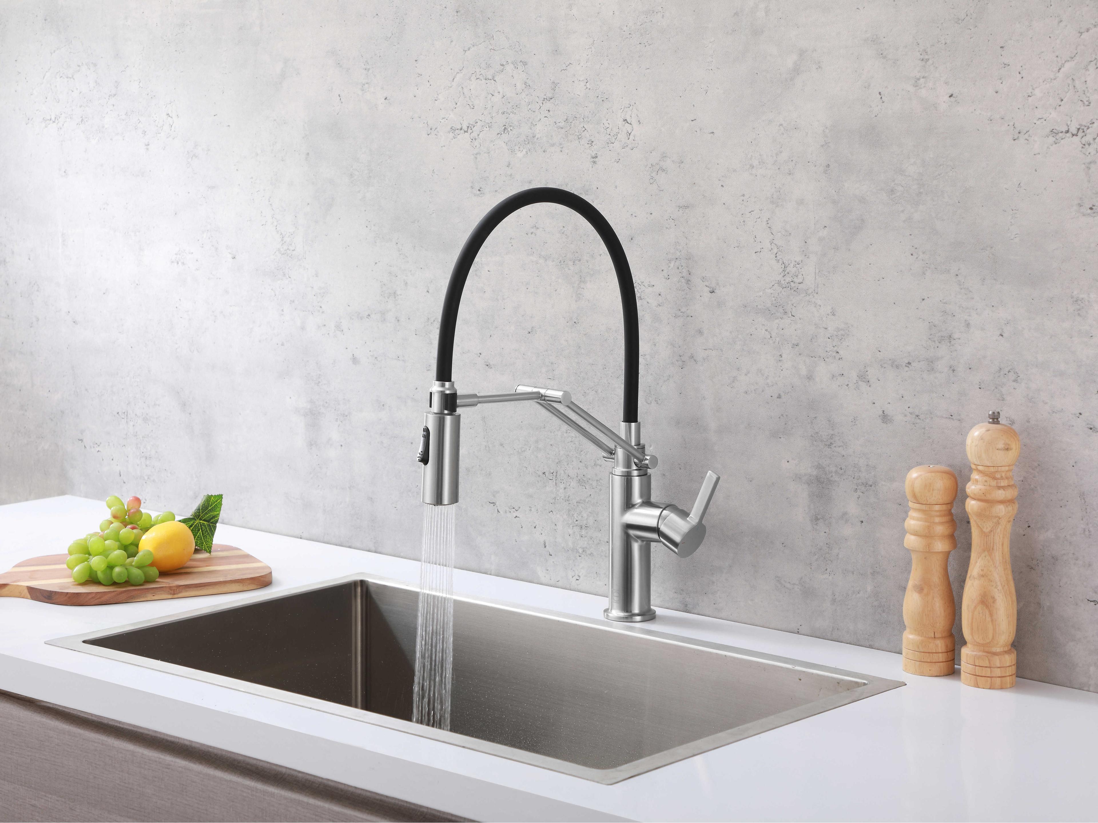 Elegant Lighting Leonardo Brushed Nickel Pull Down Sprayer Kitchen Faucet