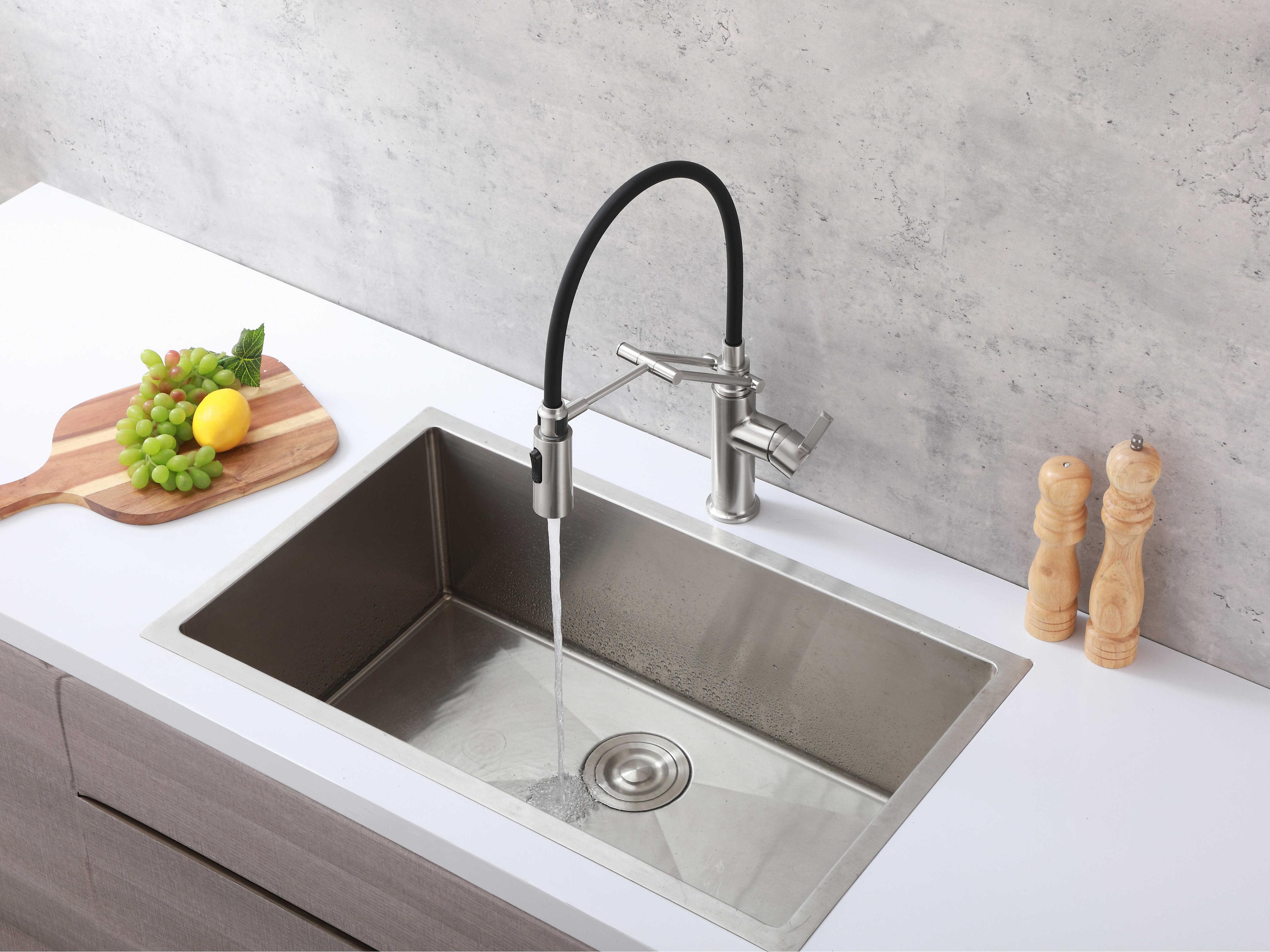 Elegant Lighting Leonardo Brushed Nickel Pull Down Sprayer Kitchen Faucet