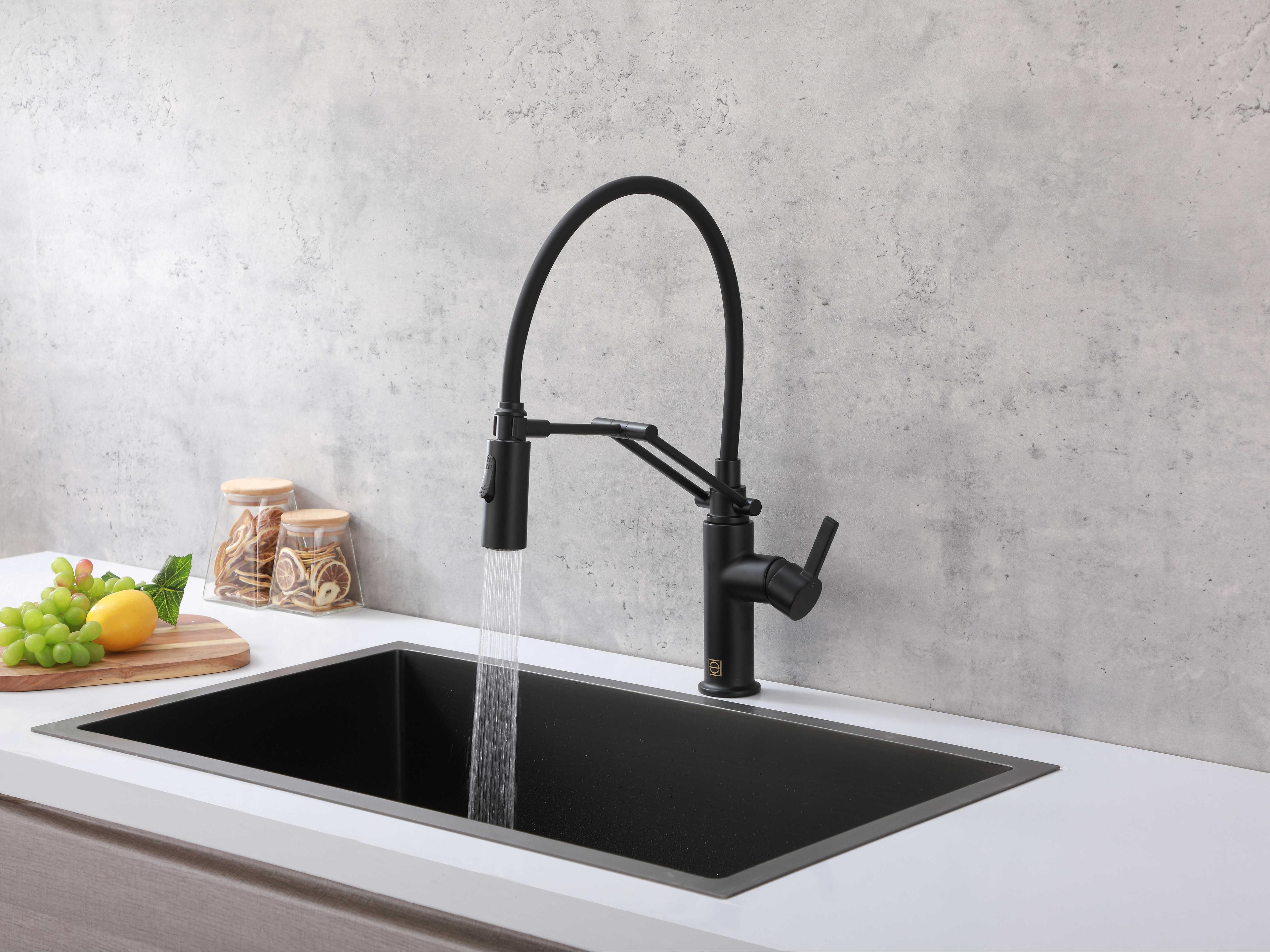 Elegant Lighting Leonardo Matte Black Pull Down Sprayer Kitchen Faucet