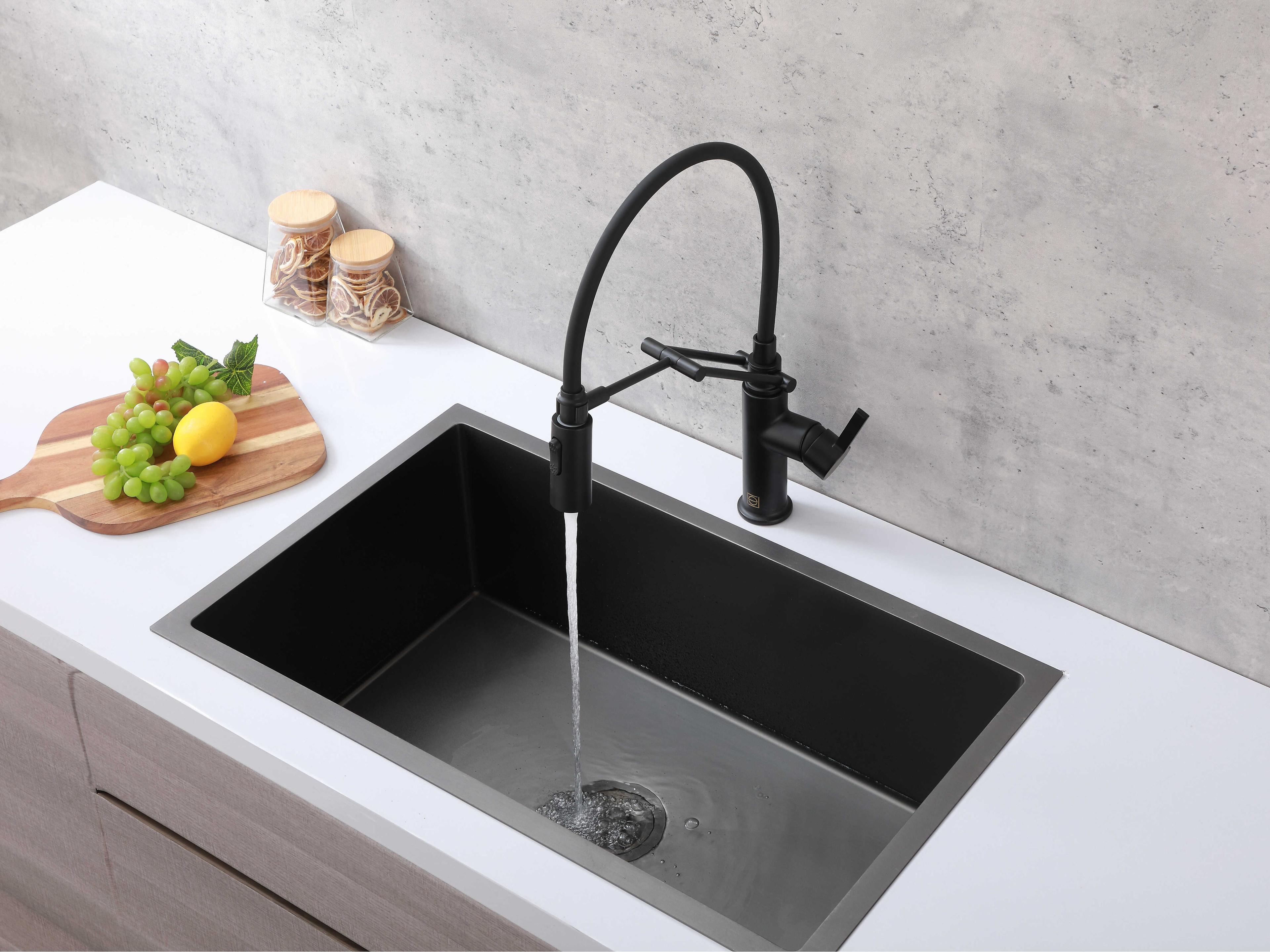 Elegant Lighting Leonardo Matte Black Pull Down Sprayer Kitchen Faucet