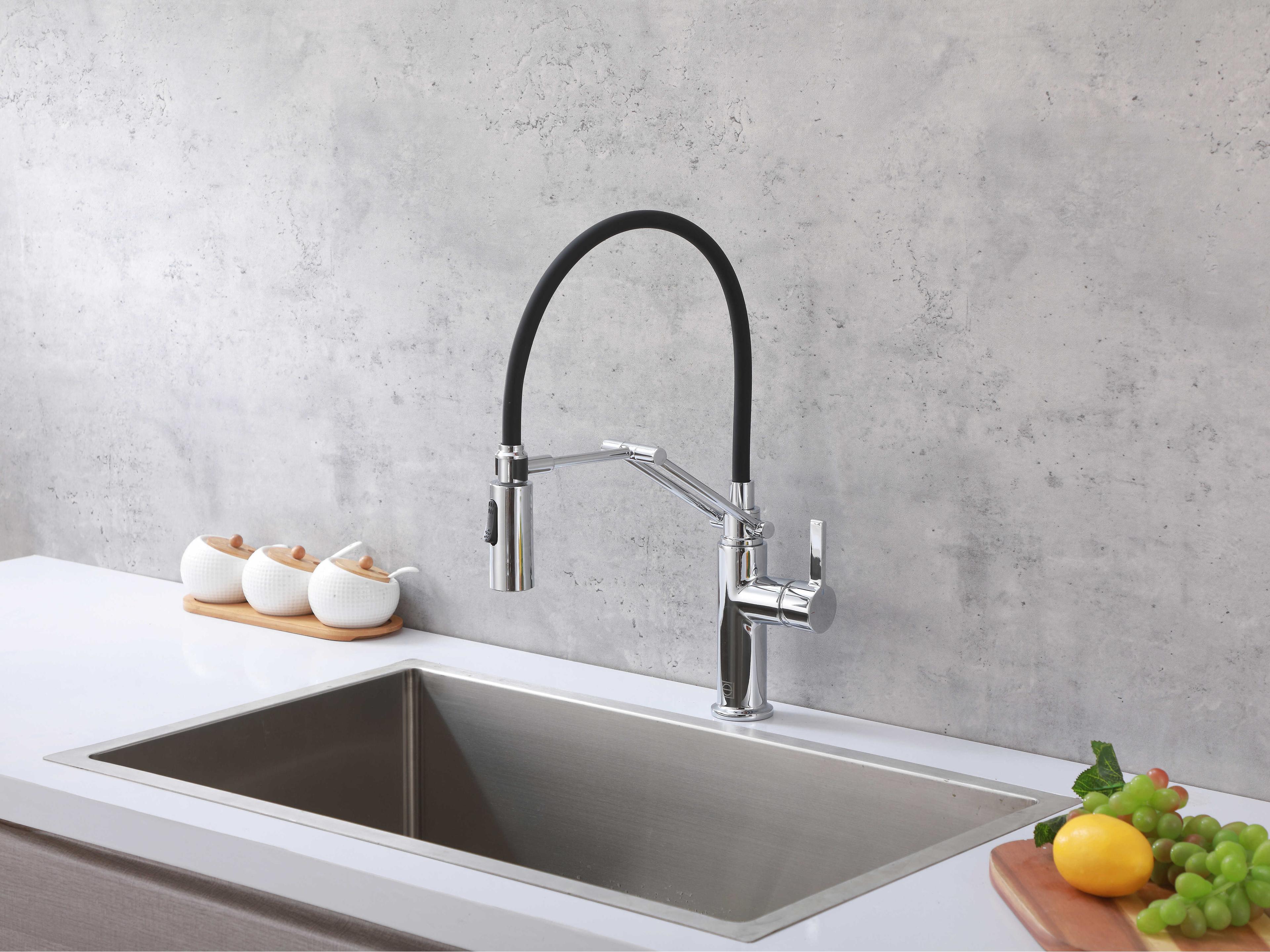 Elegant Lighting Leonardo Chrome Pull Down Sprayer Kitchen Faucet