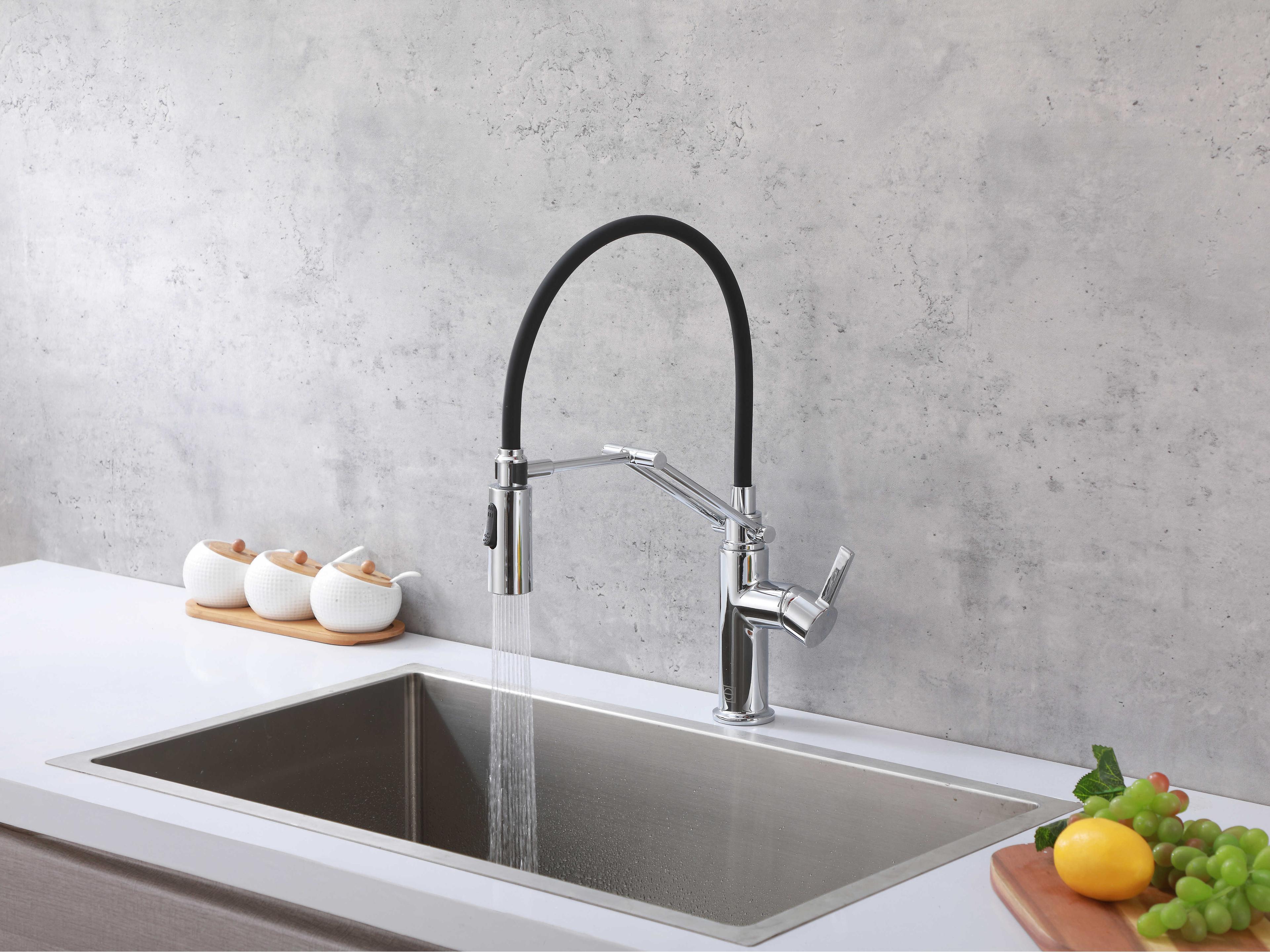 Elegant Lighting Leonardo Chrome Pull Down Sprayer Kitchen Faucet