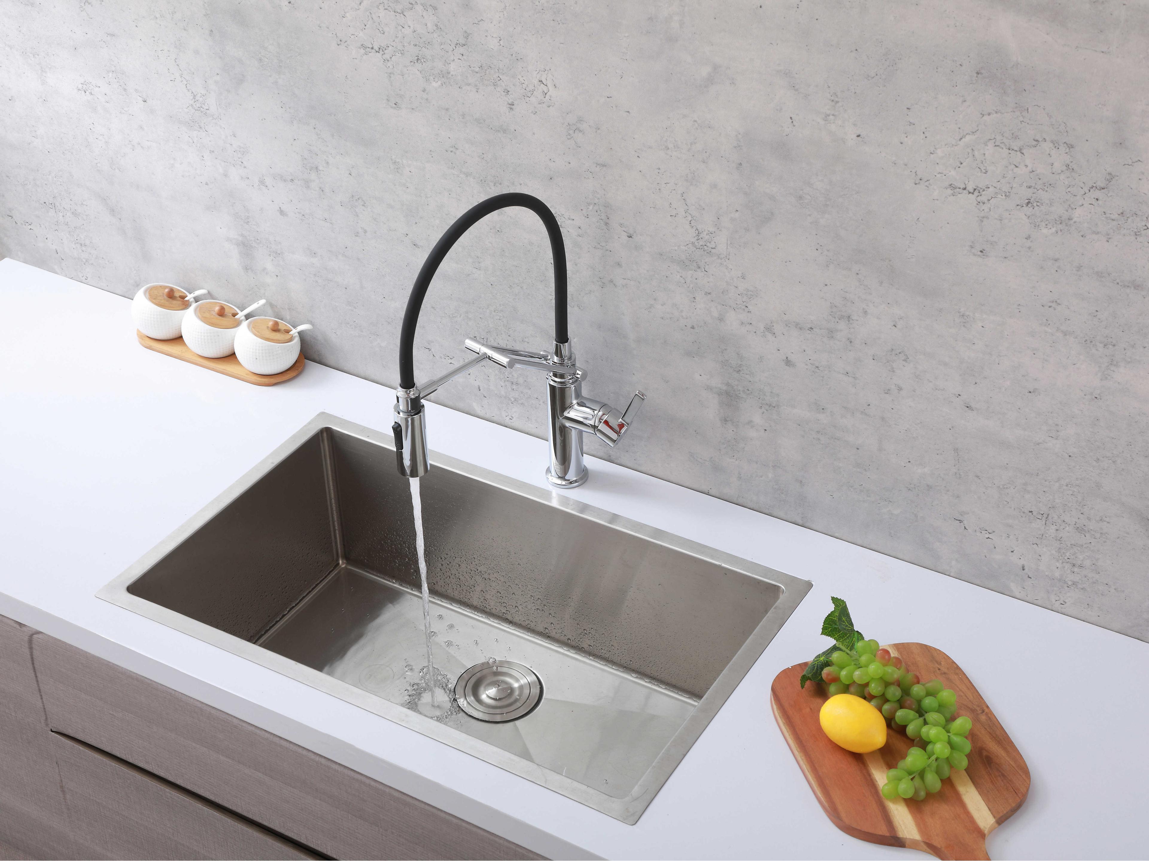 Elegant Lighting Leonardo Chrome Pull Down Sprayer Kitchen Faucet