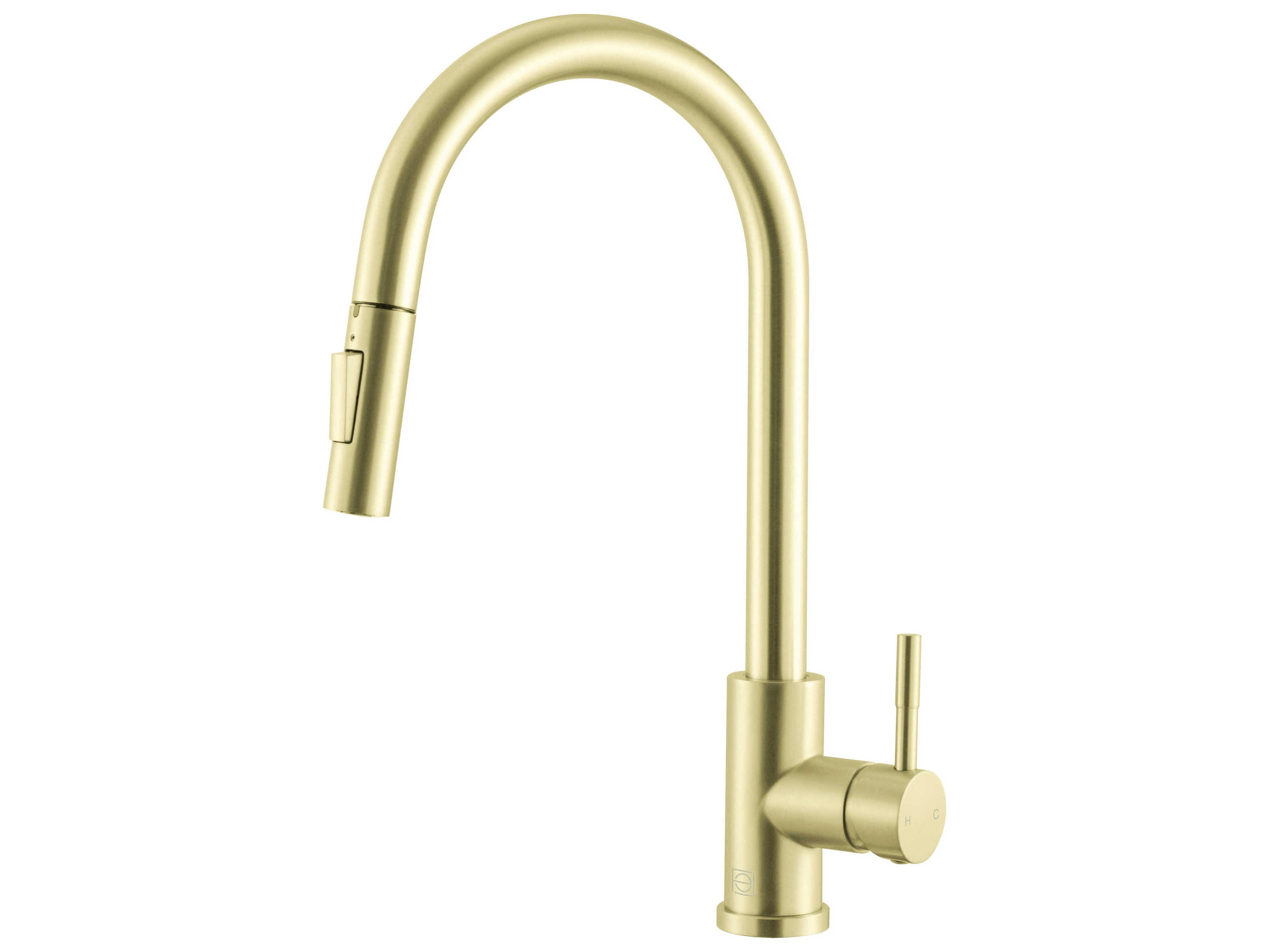 Elegant Lighting Luca Brushed Gold Pull Down Sprayer Kitchen Faucet