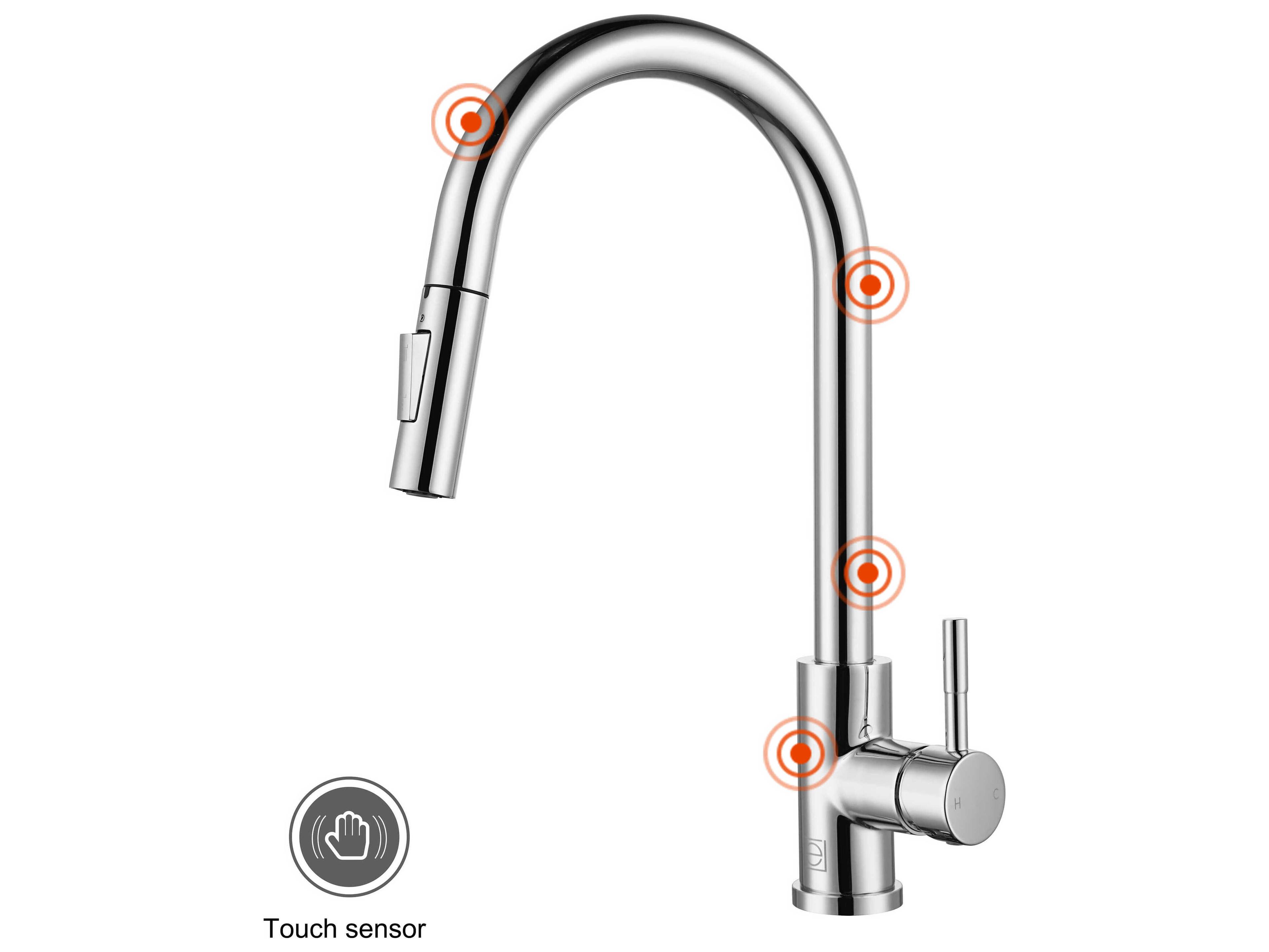 Elegant Lighting Luca Chrome Pull Down Sprayer Kitchen Faucet