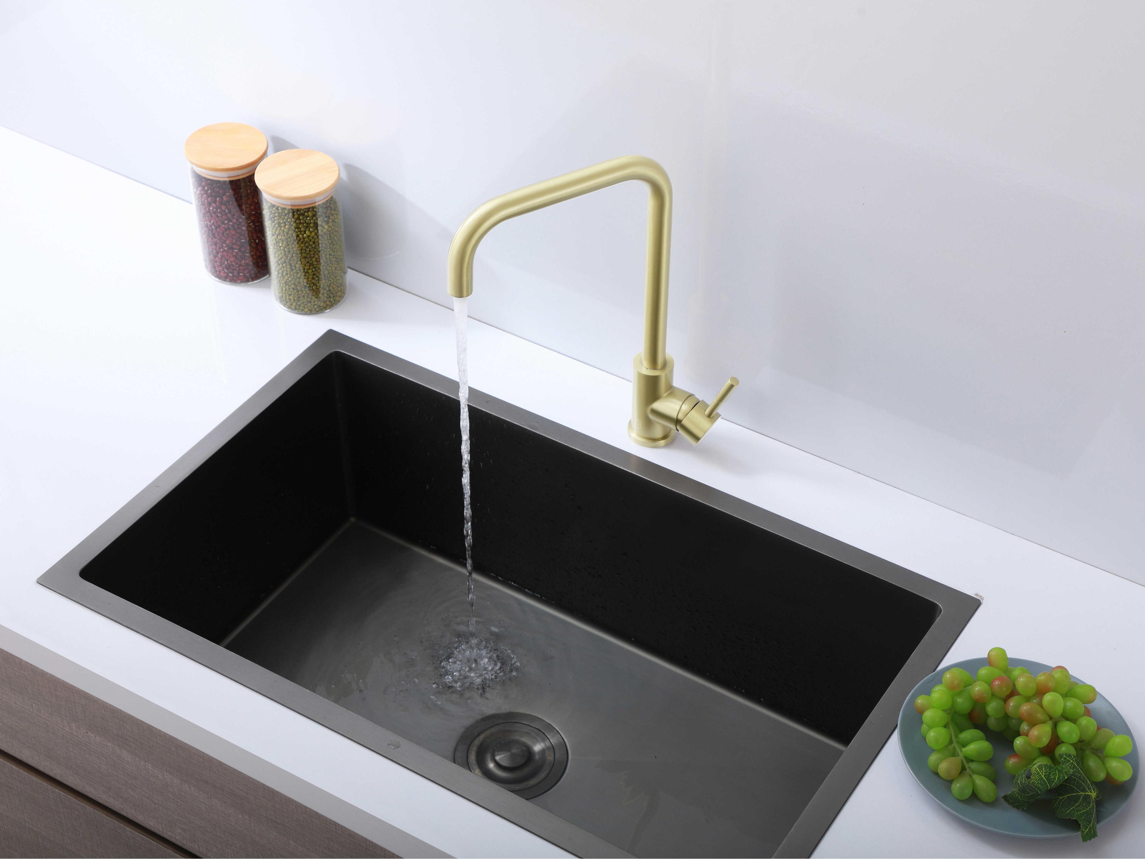 Elegant Lighting Levi Brushed Gold Pull Down Sprayer Kitchen Faucet