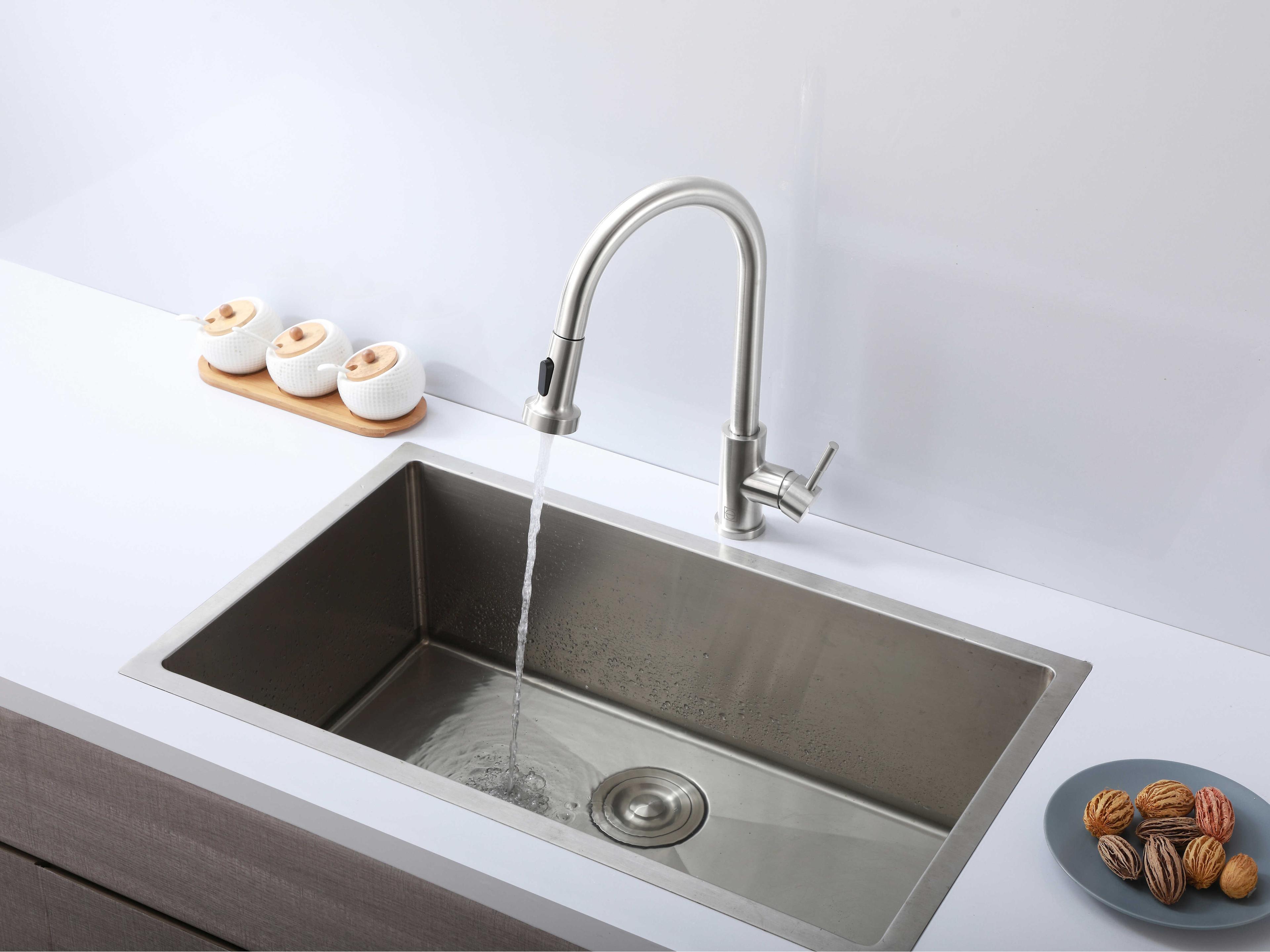 Elegant Lighting Sem Brushed Nickel Pull Down Sprayer Kitchen Faucet