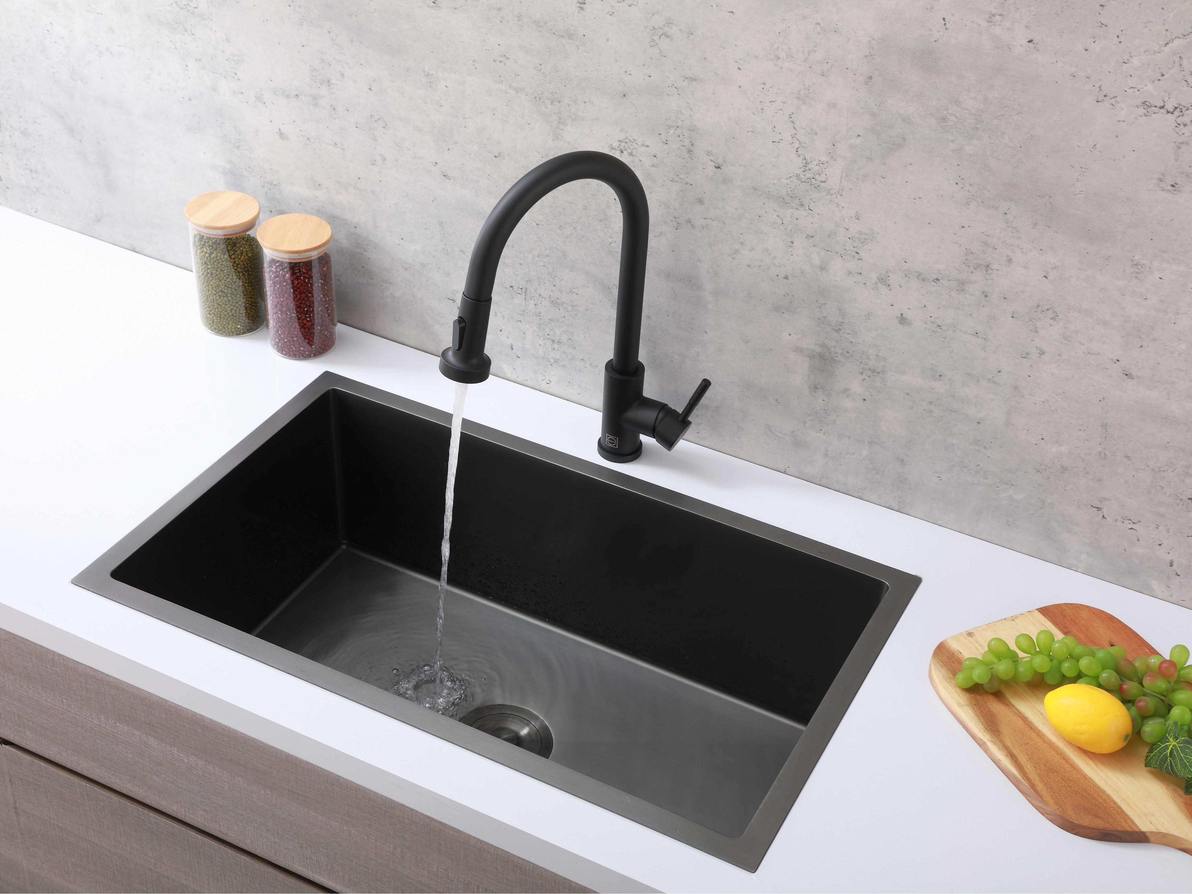 Elegant Lighting Sem Matte Black Pull Down Sprayer Kitchen Faucet